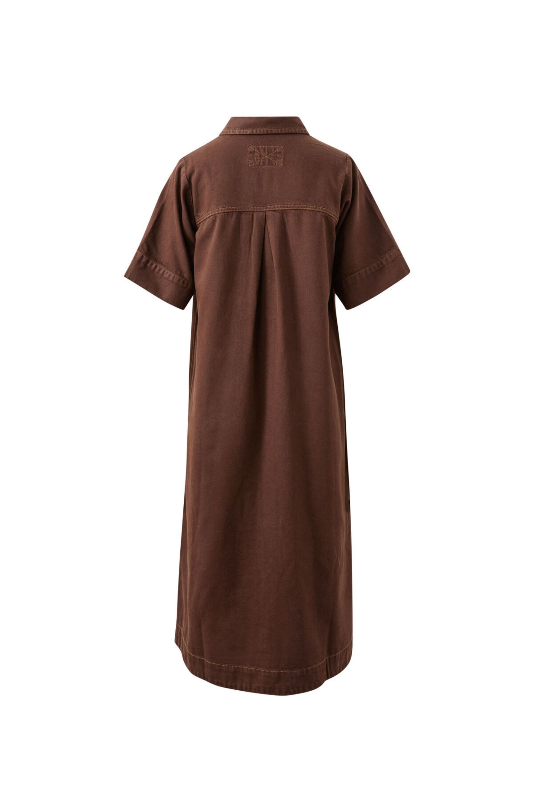 Ava Short Sleeve Yoke Detail Midi Dress | Chocolate