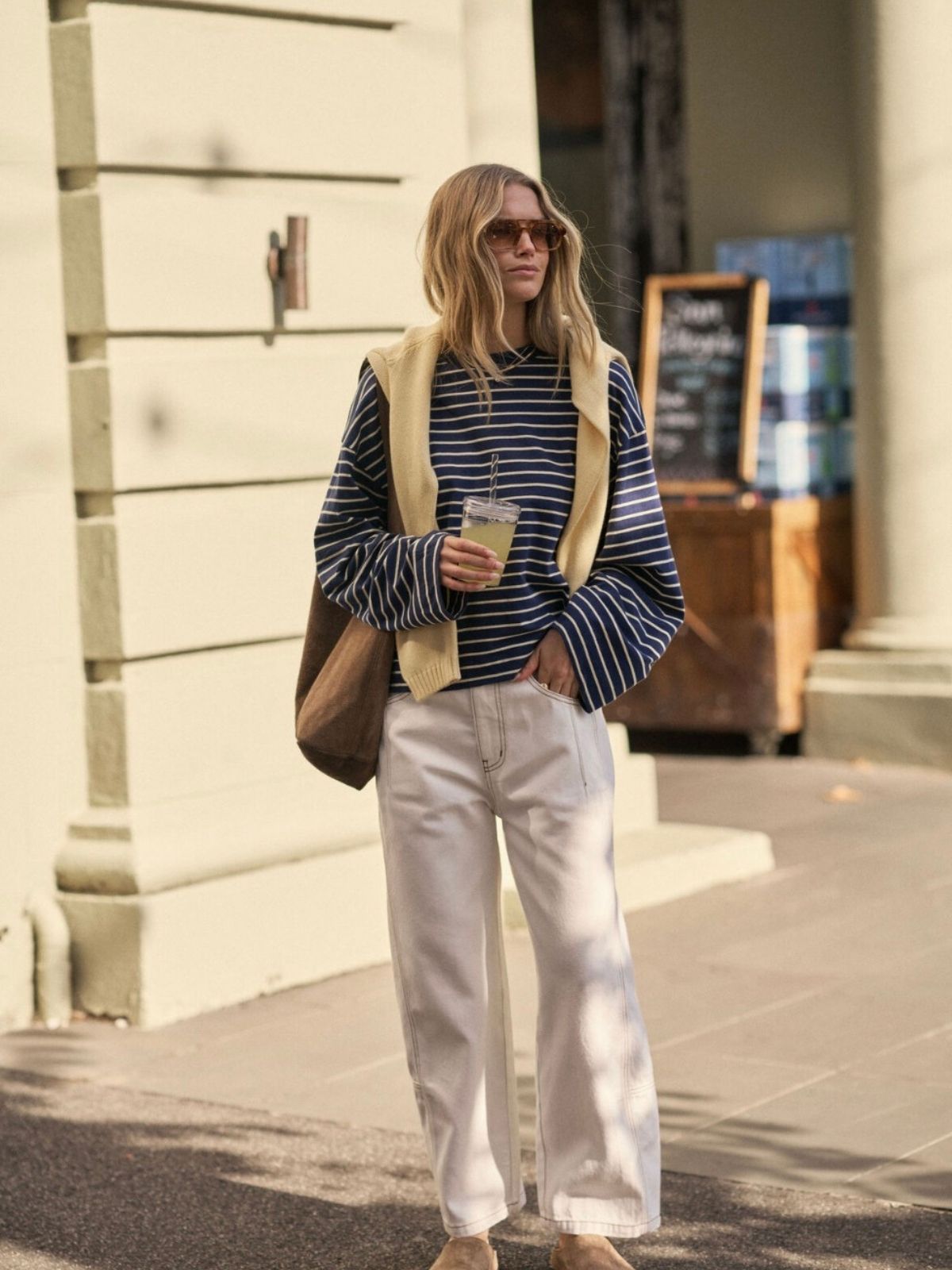 Beau Long Sleeve Slouchy Tee | Heritage Navy/ Marshmellow Stripe
