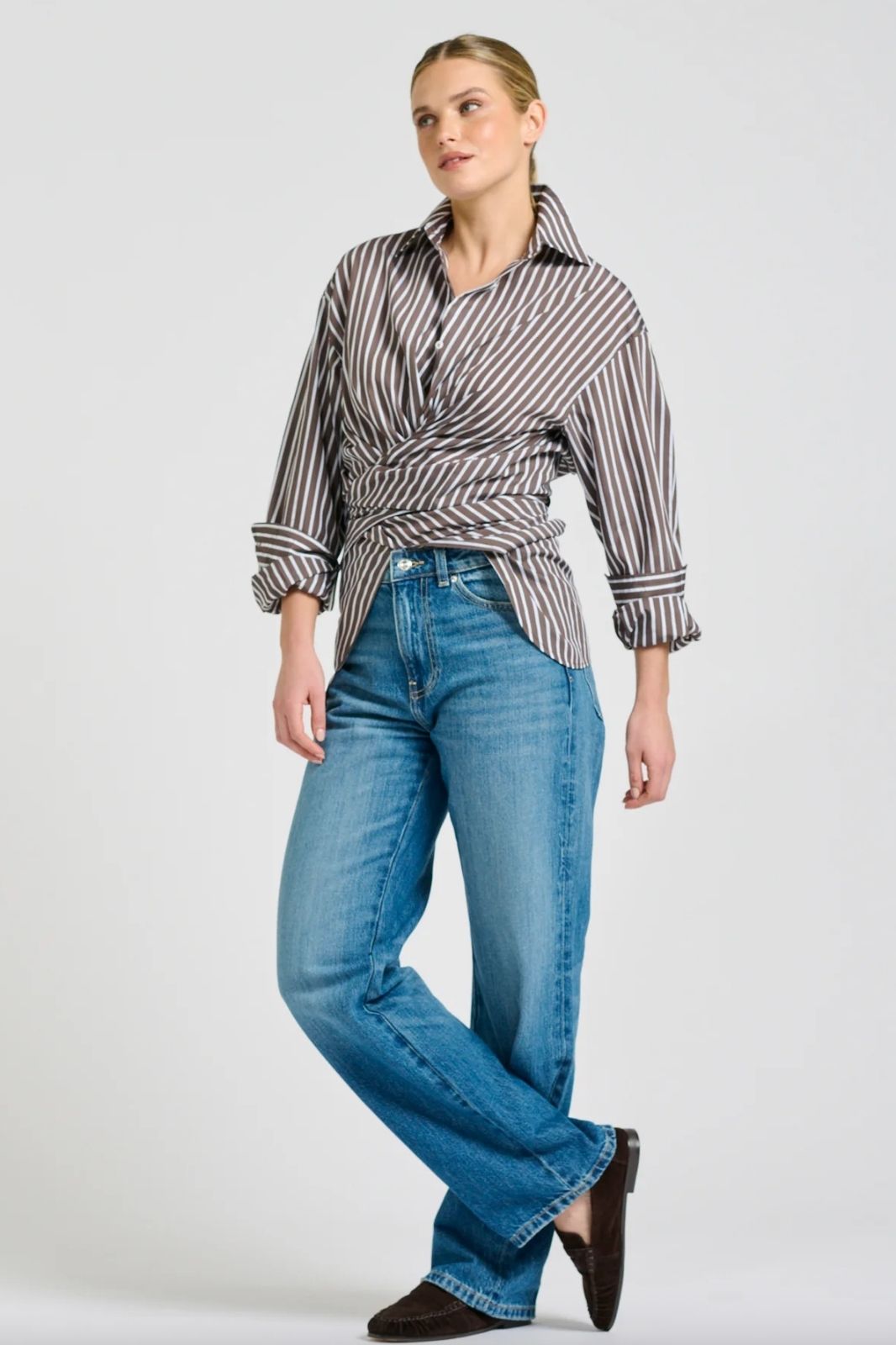 The Boyfriend Shirt | Choc Stripe