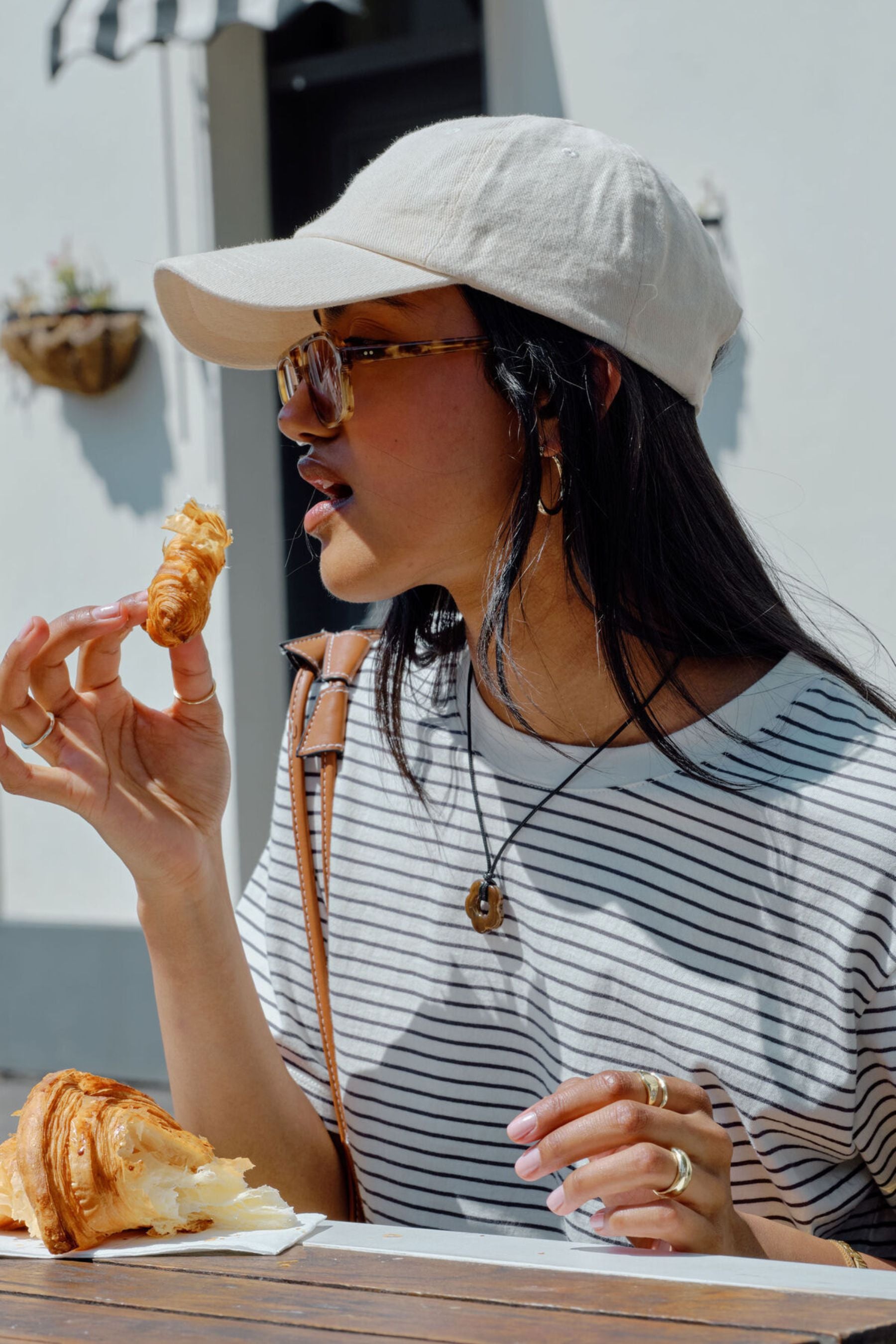 Stevie Slouchy Tee | Milk Phantom Fine Stripe