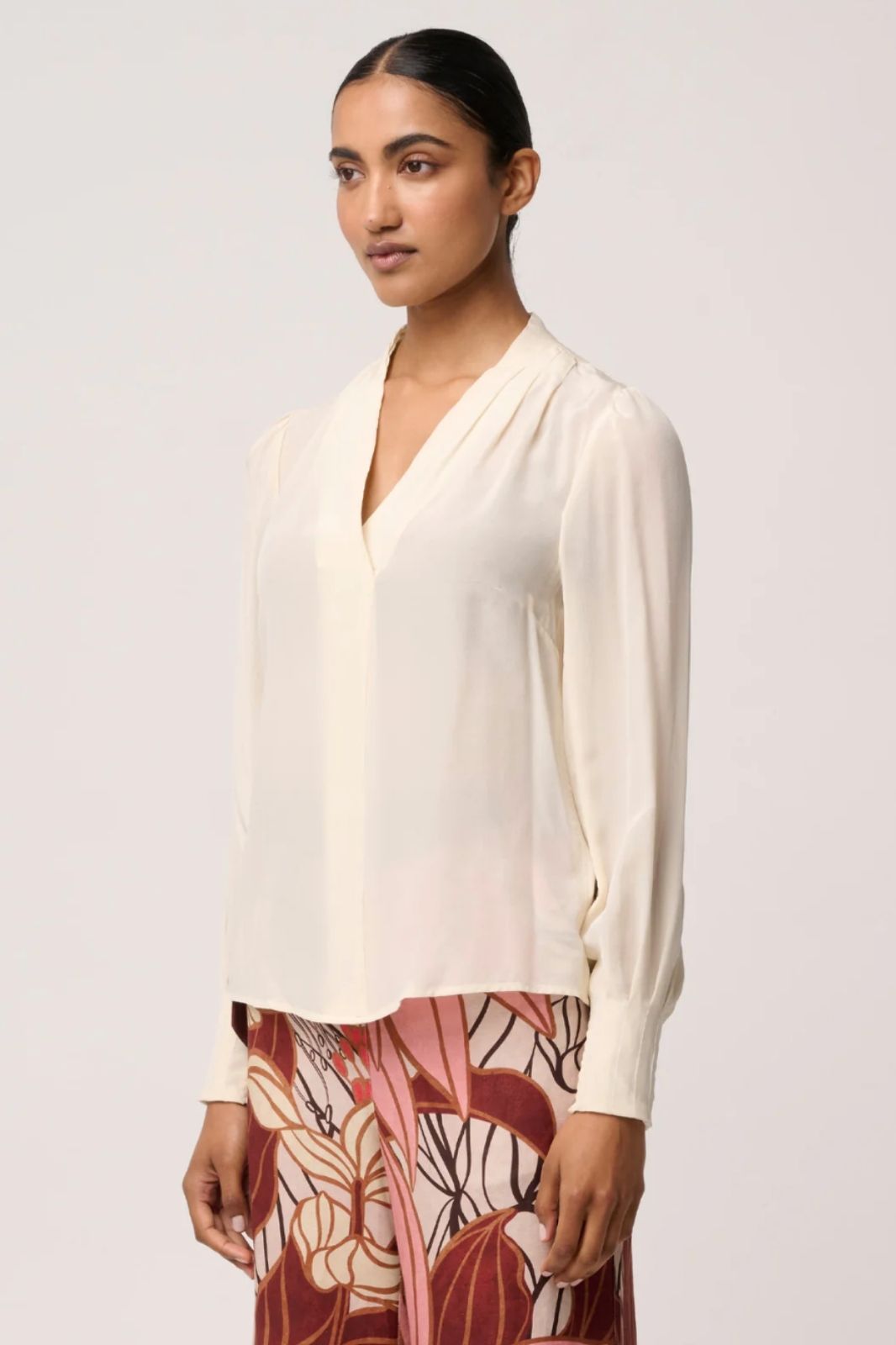 Eden Silk Pleated Shirt | Cloud
