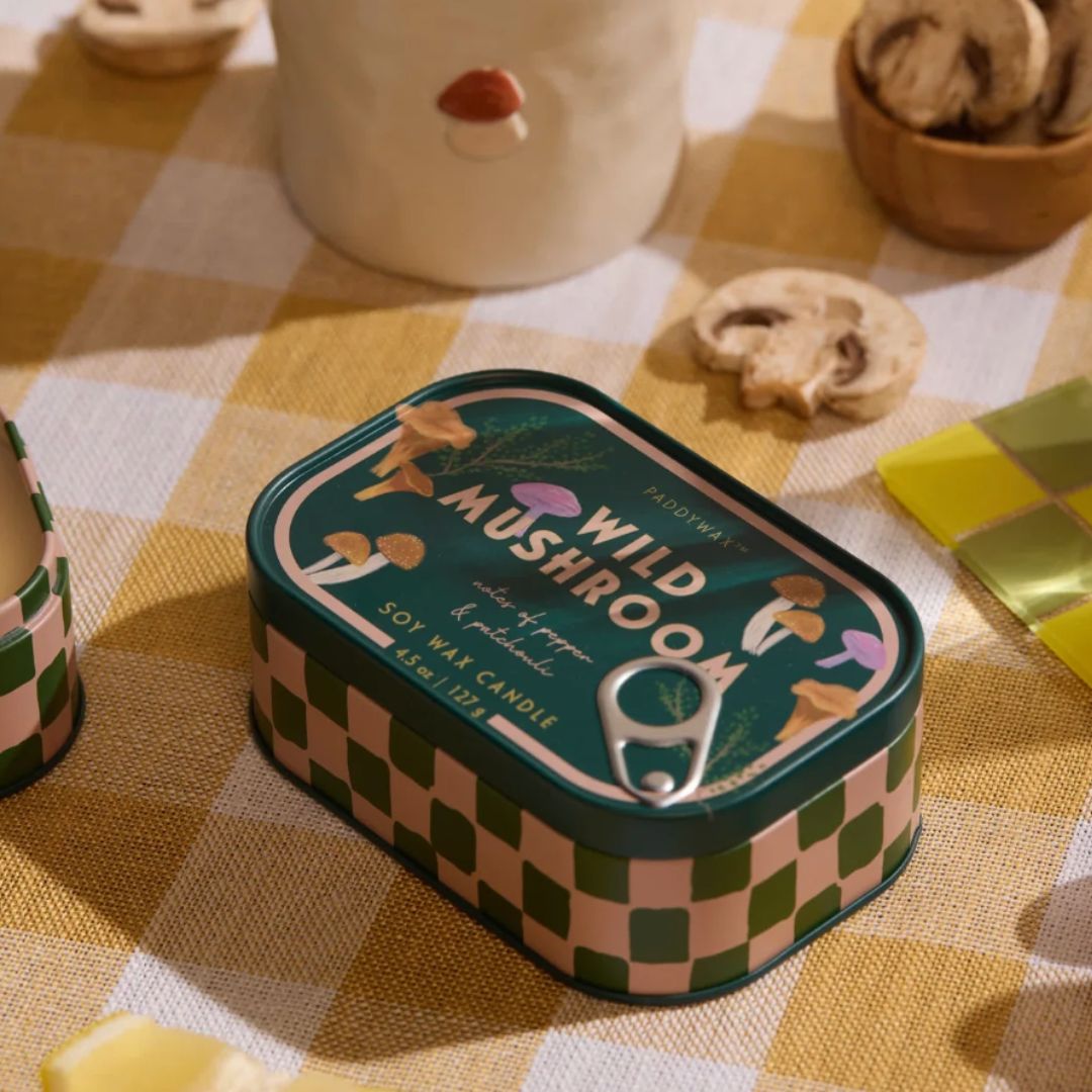 Bistro Mushroom Printed Tin Candle | Wild Mushroom