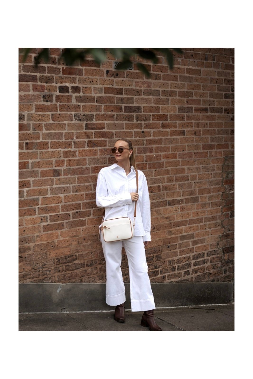 Leah Cross Body Bag  | White Tan