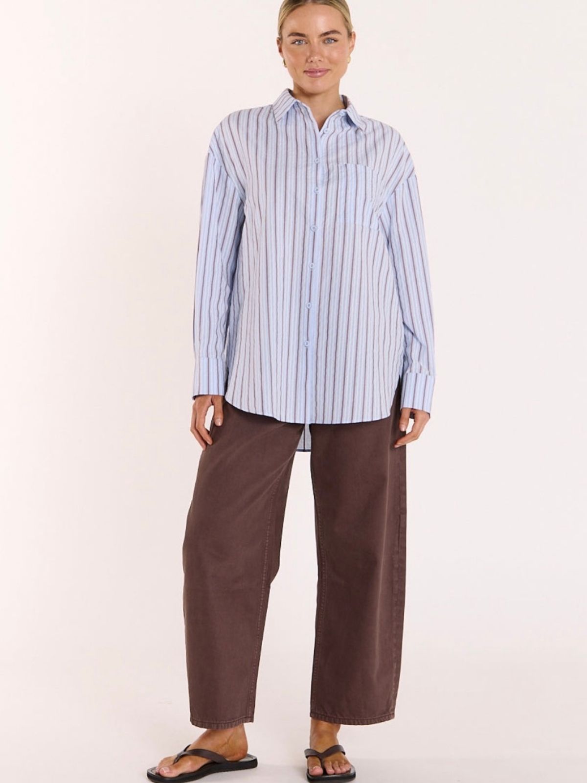 Emily Shirt | Blue Chocolate Stripe