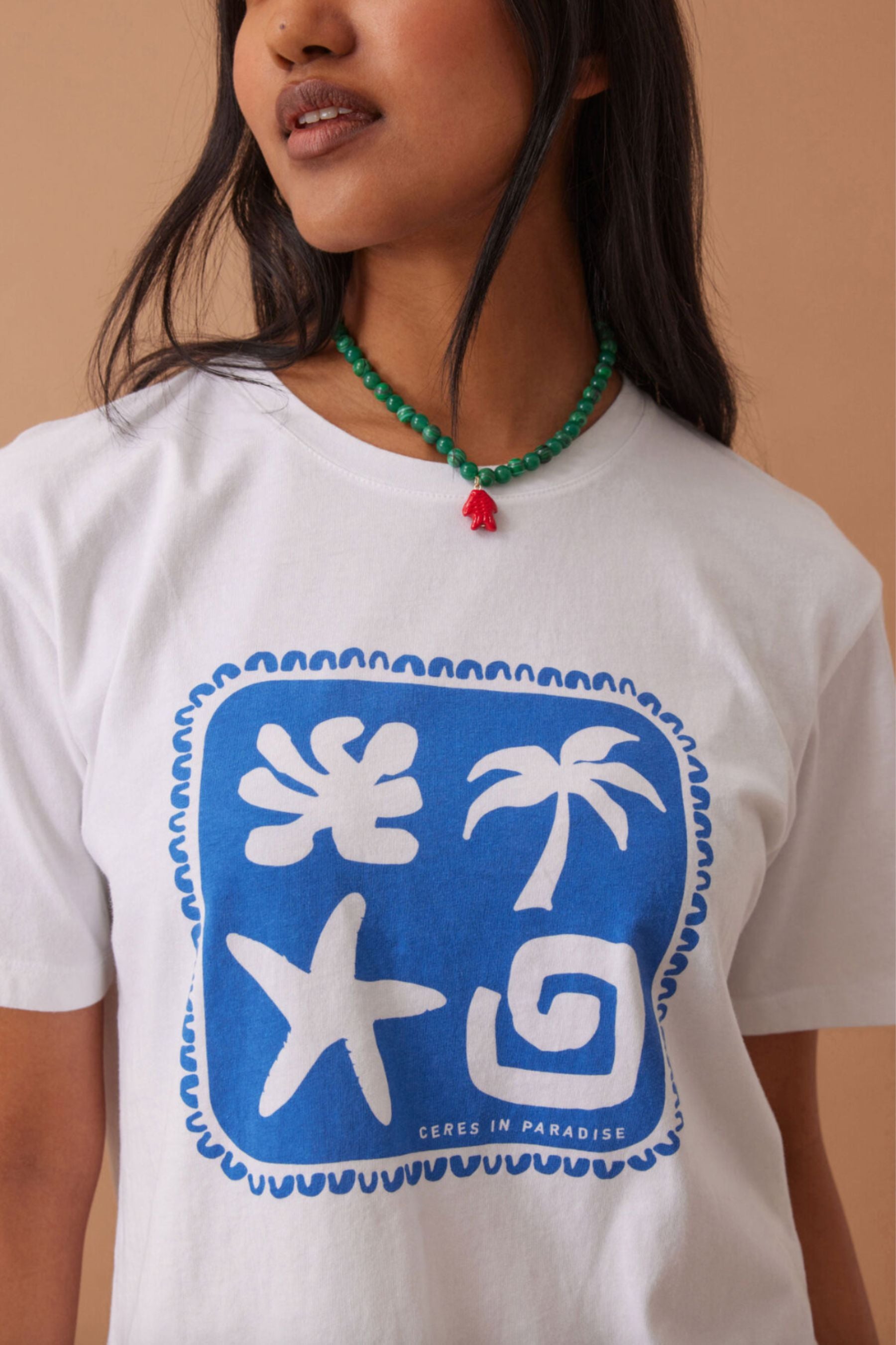 Stevie Slouchy Tee | White Ceres Paradise Print