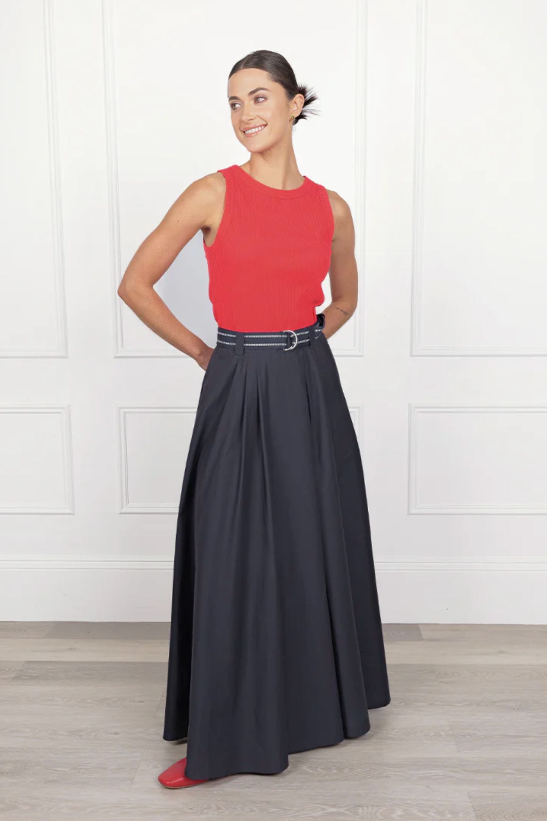 Kara Cotton Maxi Skirt | Navy