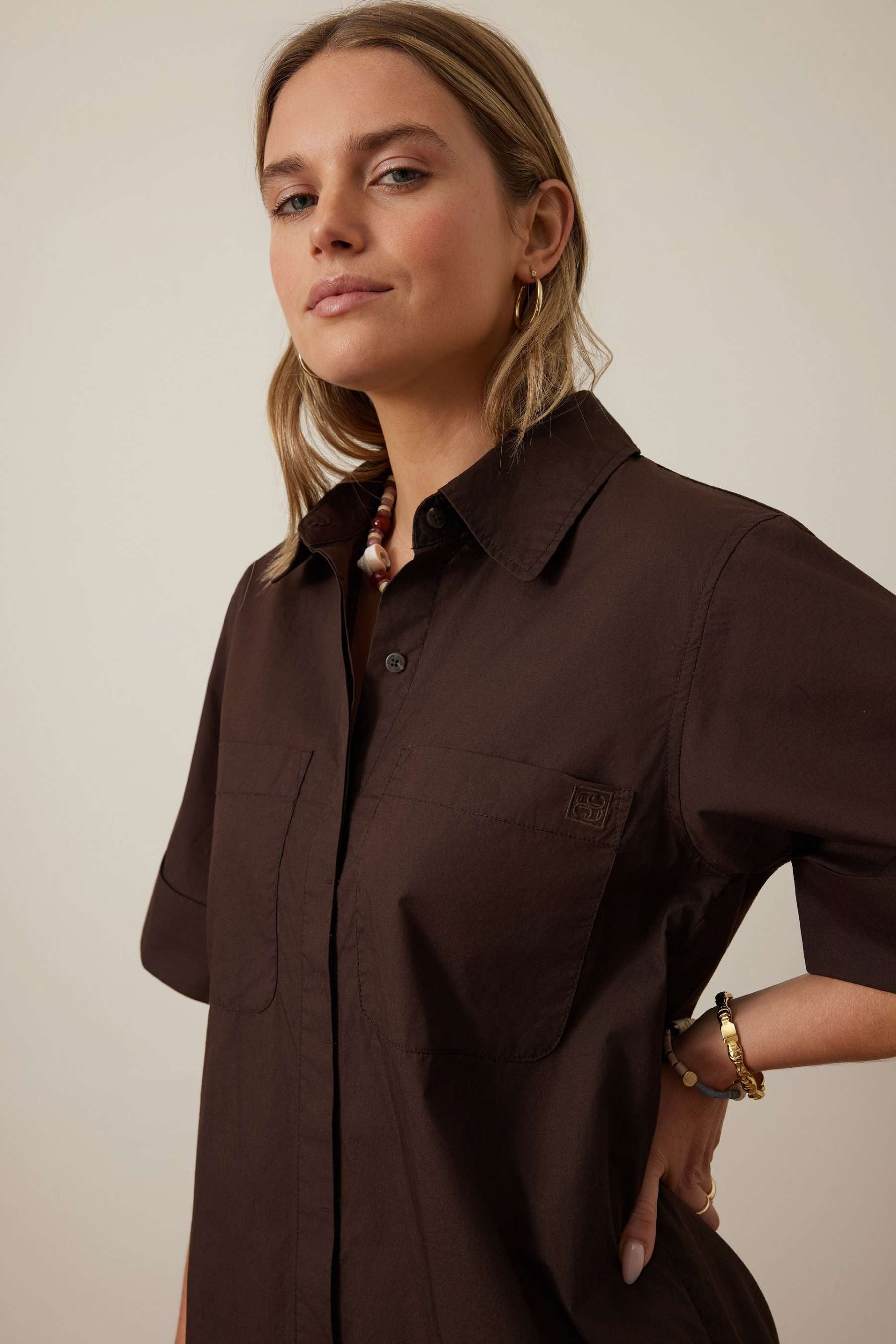 Sara Mini Shirt Dress | Chocolate