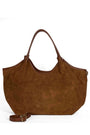 Hector Large Leather Bag | Taupe Suede