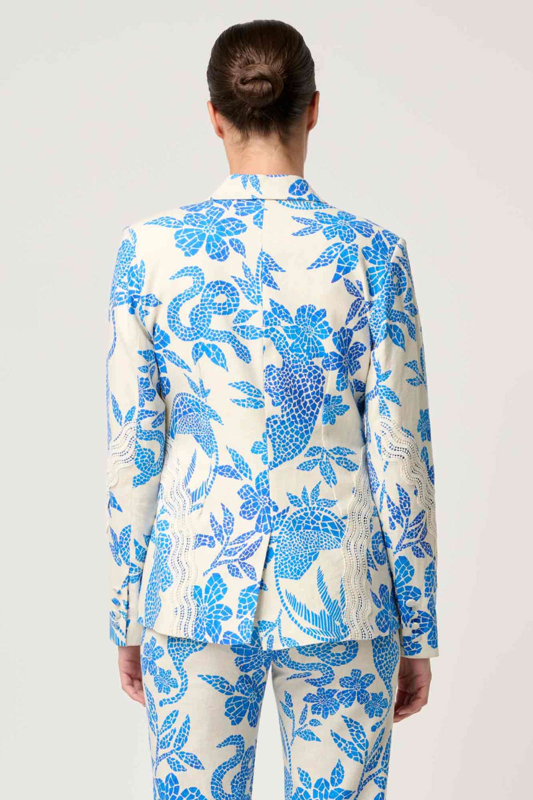 Leondro Lace Trim Blazer | Azure Mosaic