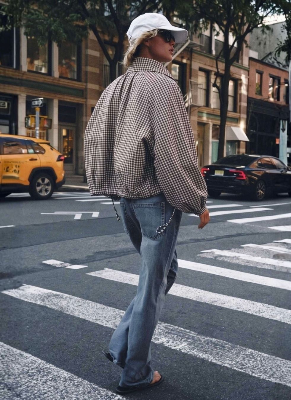Gingham Drawstring Jacket | Chocolate