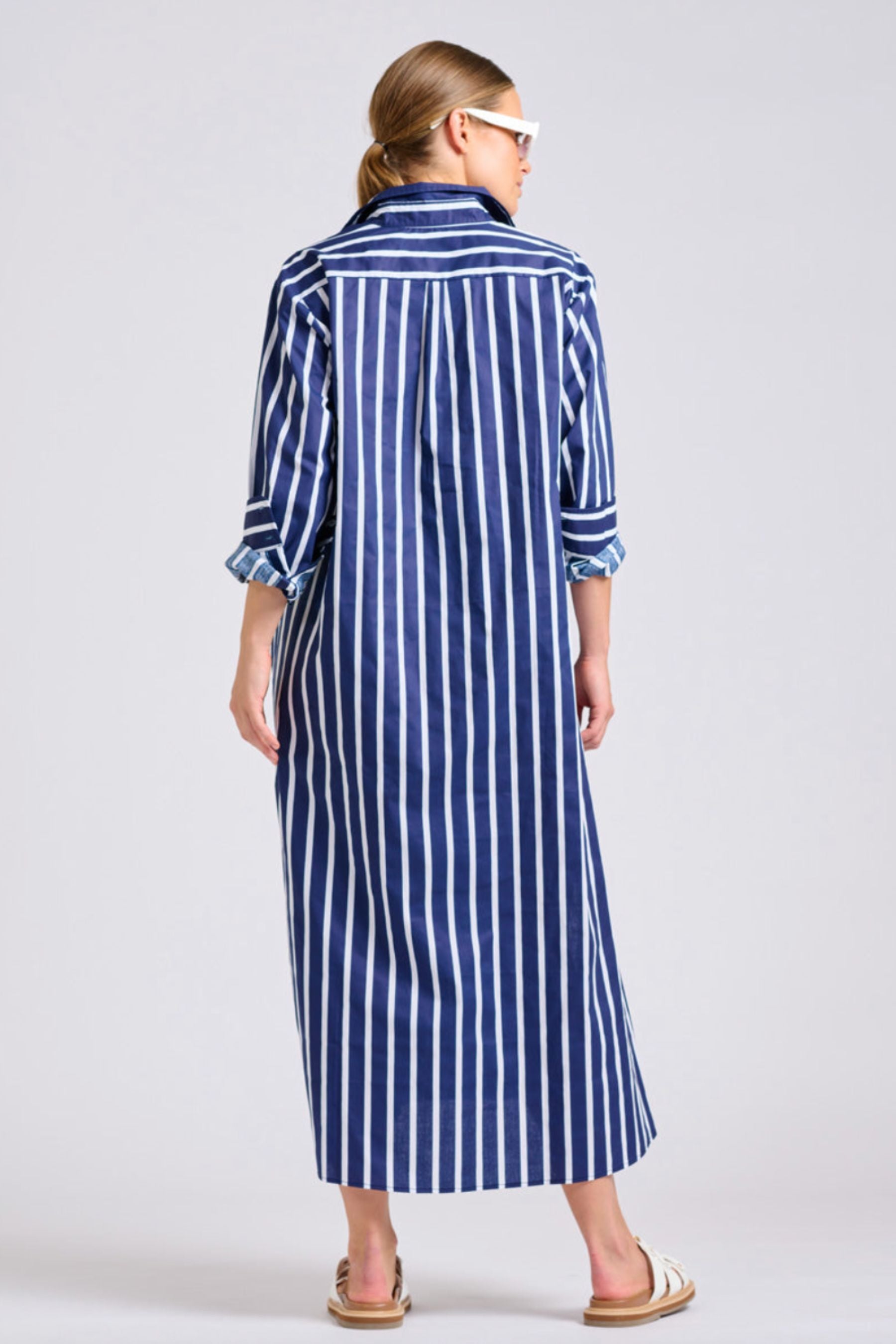 The Luna Oversized Dress | Navy With White Stripe