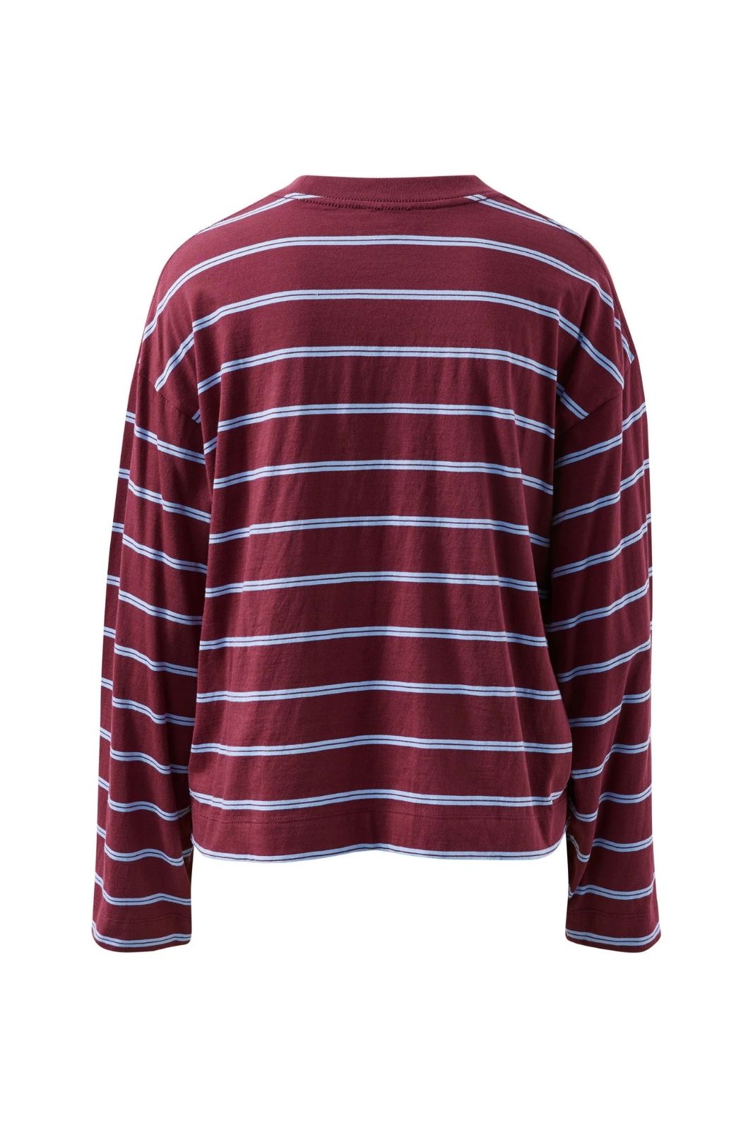Beau Long Sleeve Slouchy Tee | Burgundy/Sky Blue Stripe