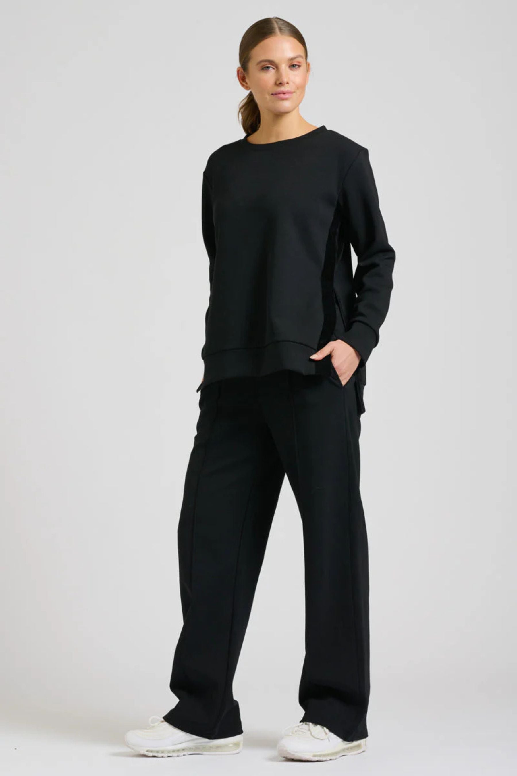 Scuba Side Split Sweatshirt | Black