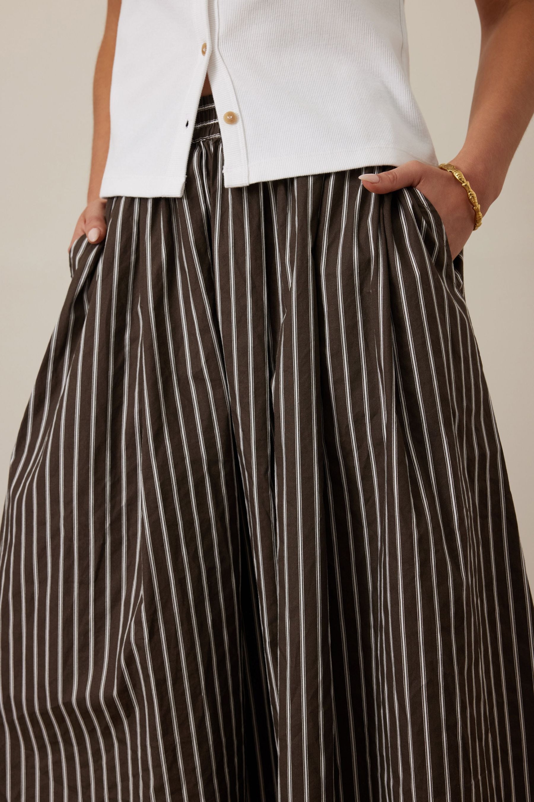 Florence Maxi Skirt | Chocolate/White Stripe
