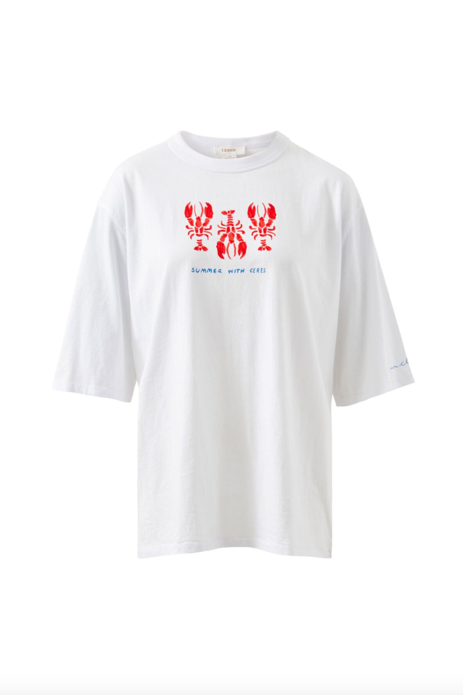 Liv Oversized Tee | White/Lobsters
