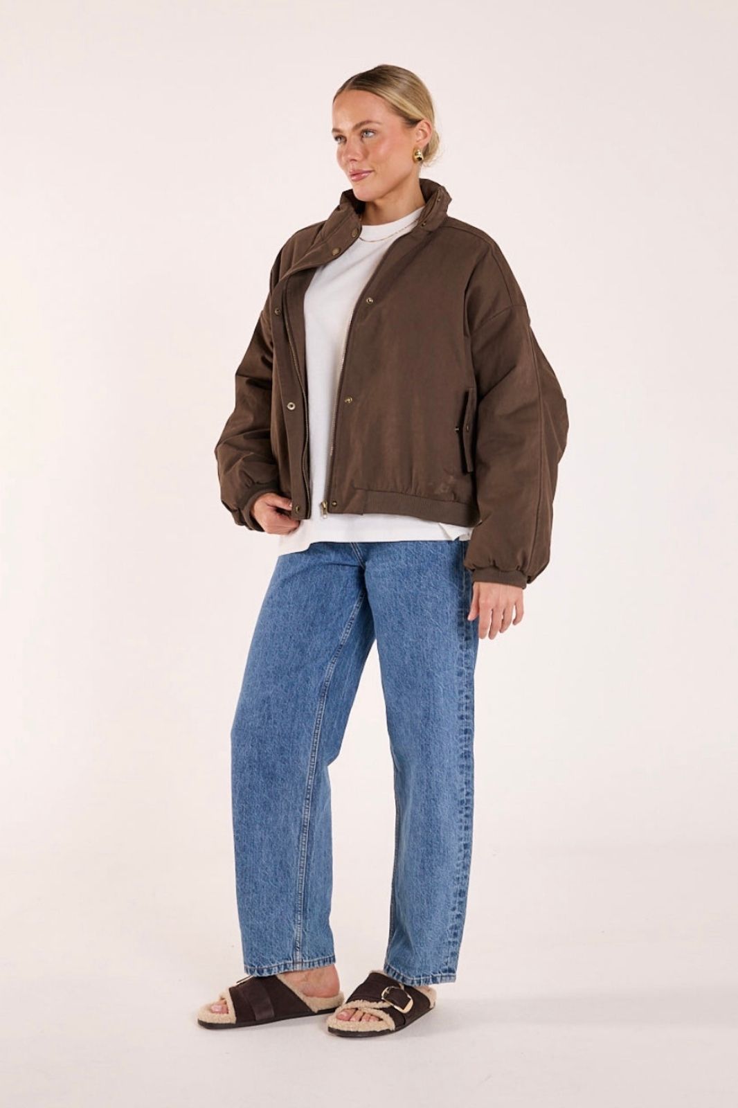Asher Funnel Neck Jacket | Chocolate