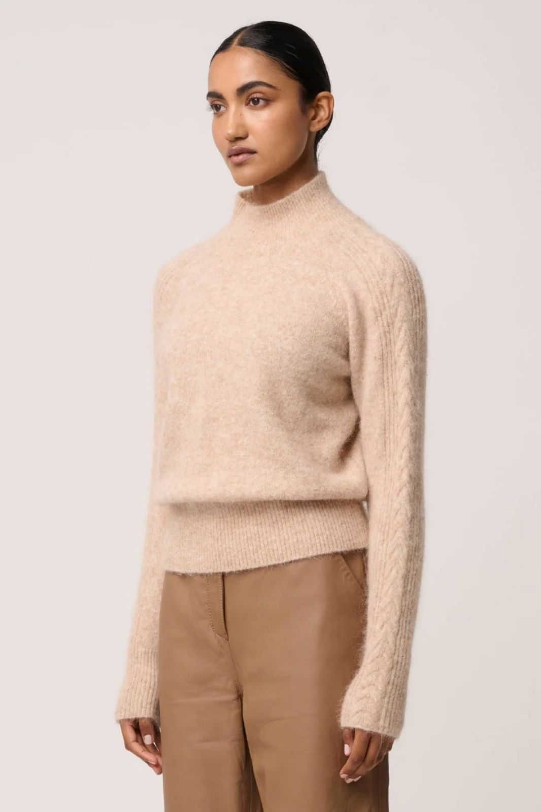 Savanna Alpaca Wool Blend Sweater | Almond