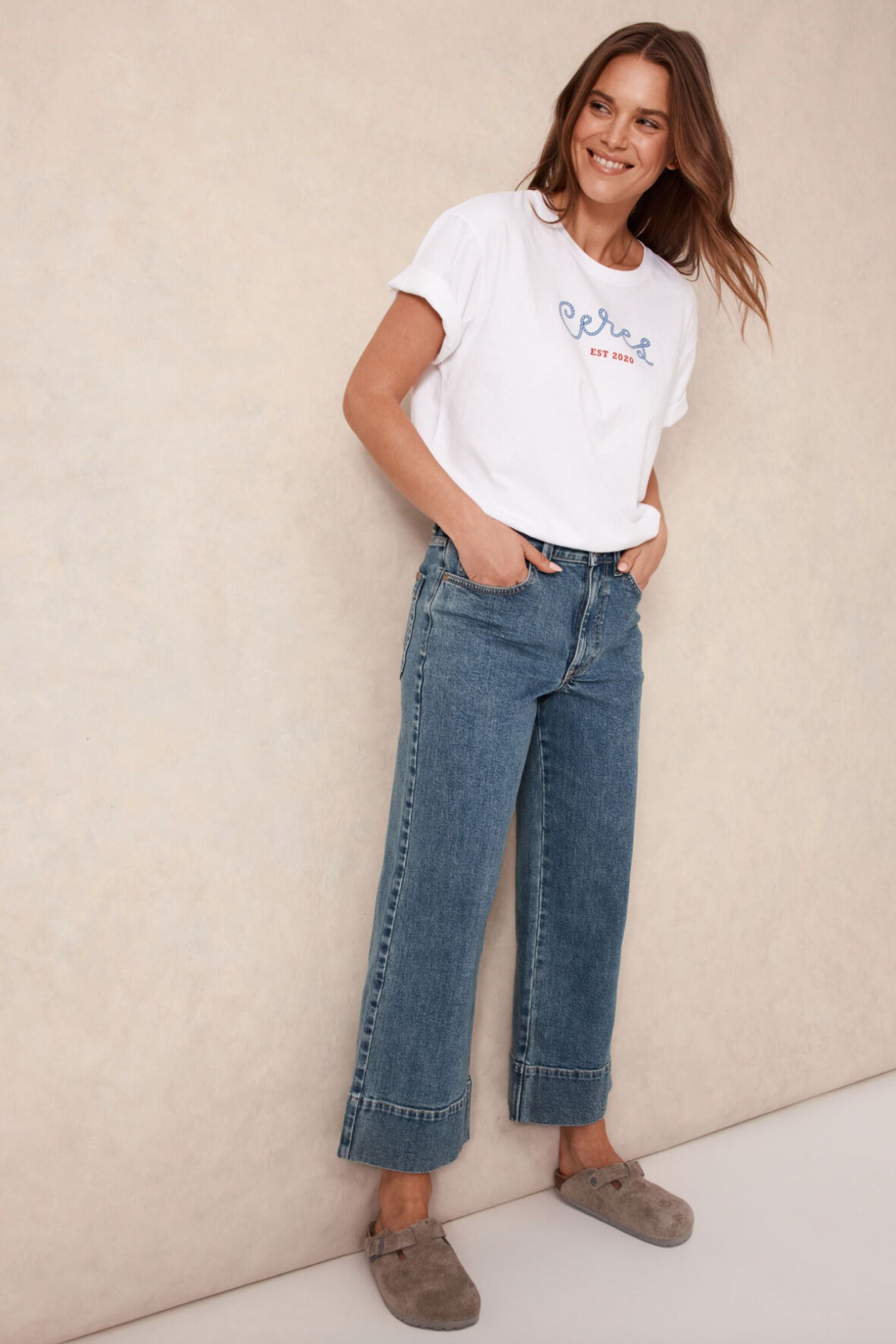 Wide Leg Crop Jean | Mid Indigo