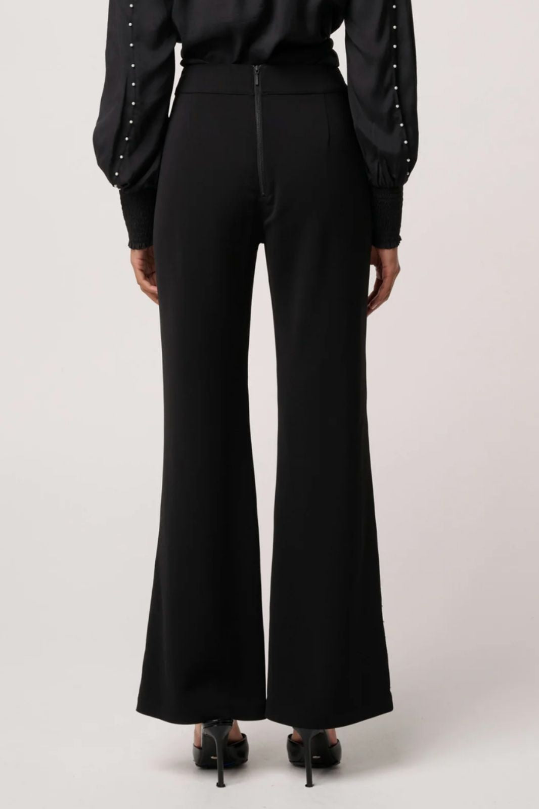 Marcela Pearl Embellished Viscose Stretch Pant | Black