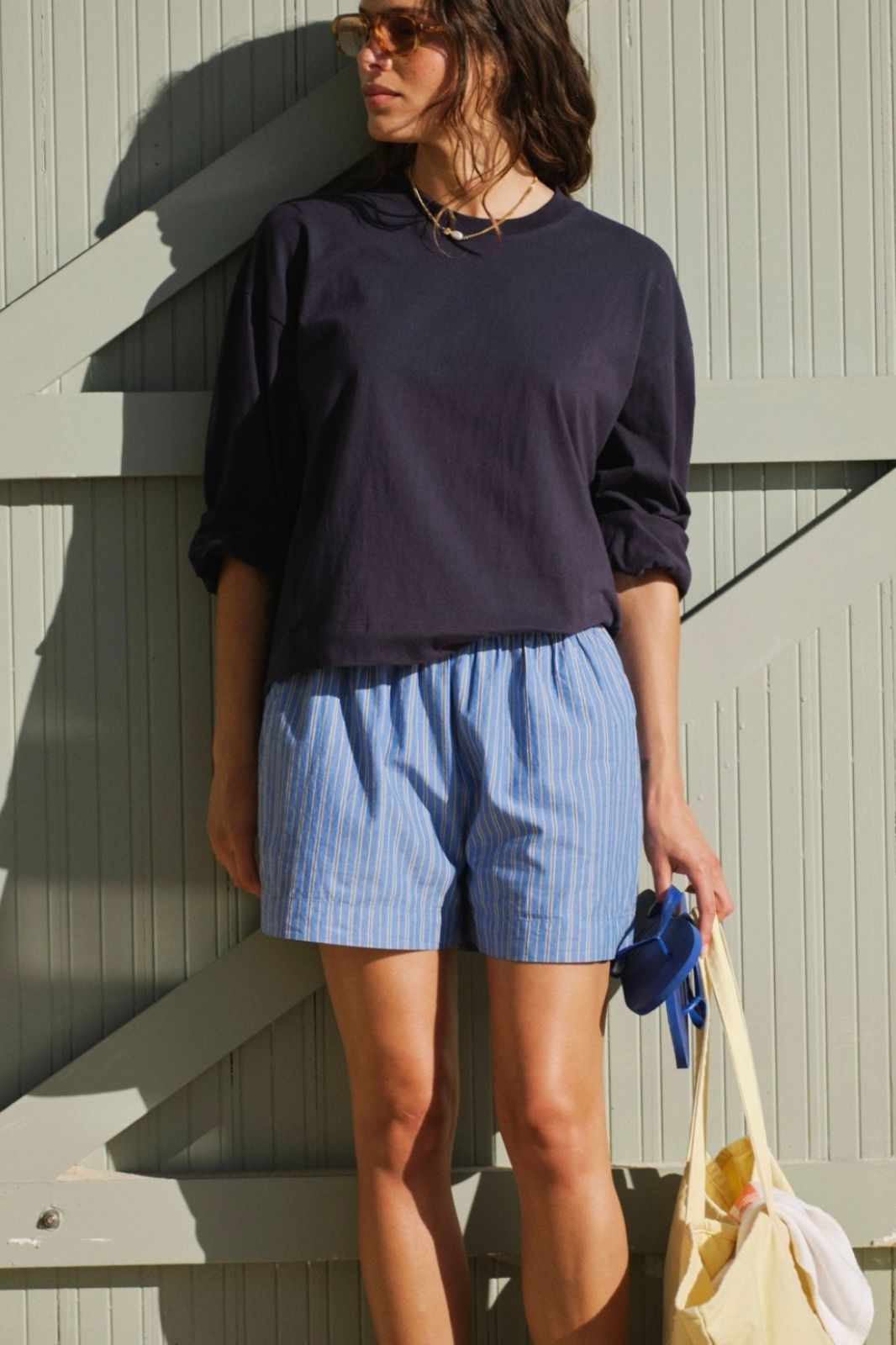 Beau Long Sleeve Slouchy Tee | Navy
