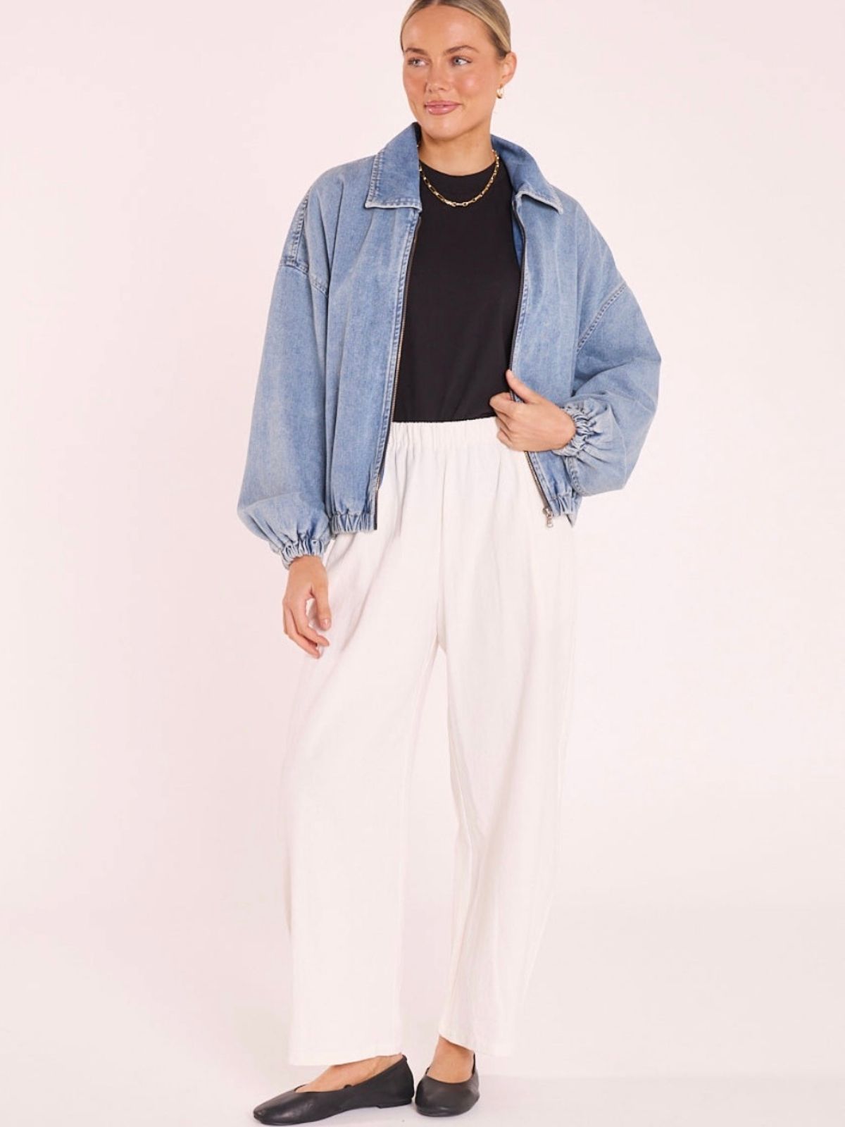 Harrie Denim Bomber | Washed Blue