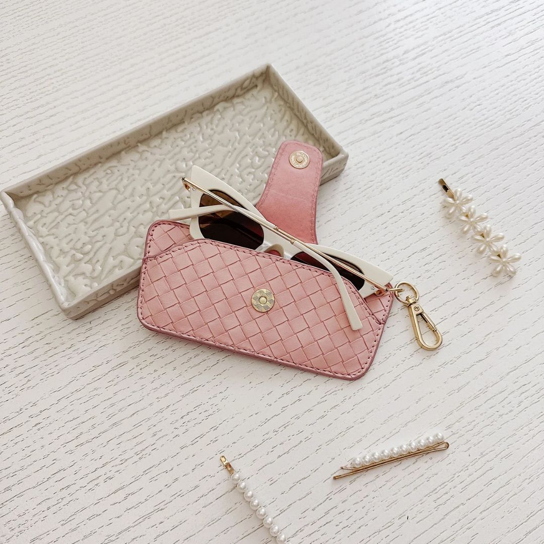 Sunglass Case | Woven Pastel Pink