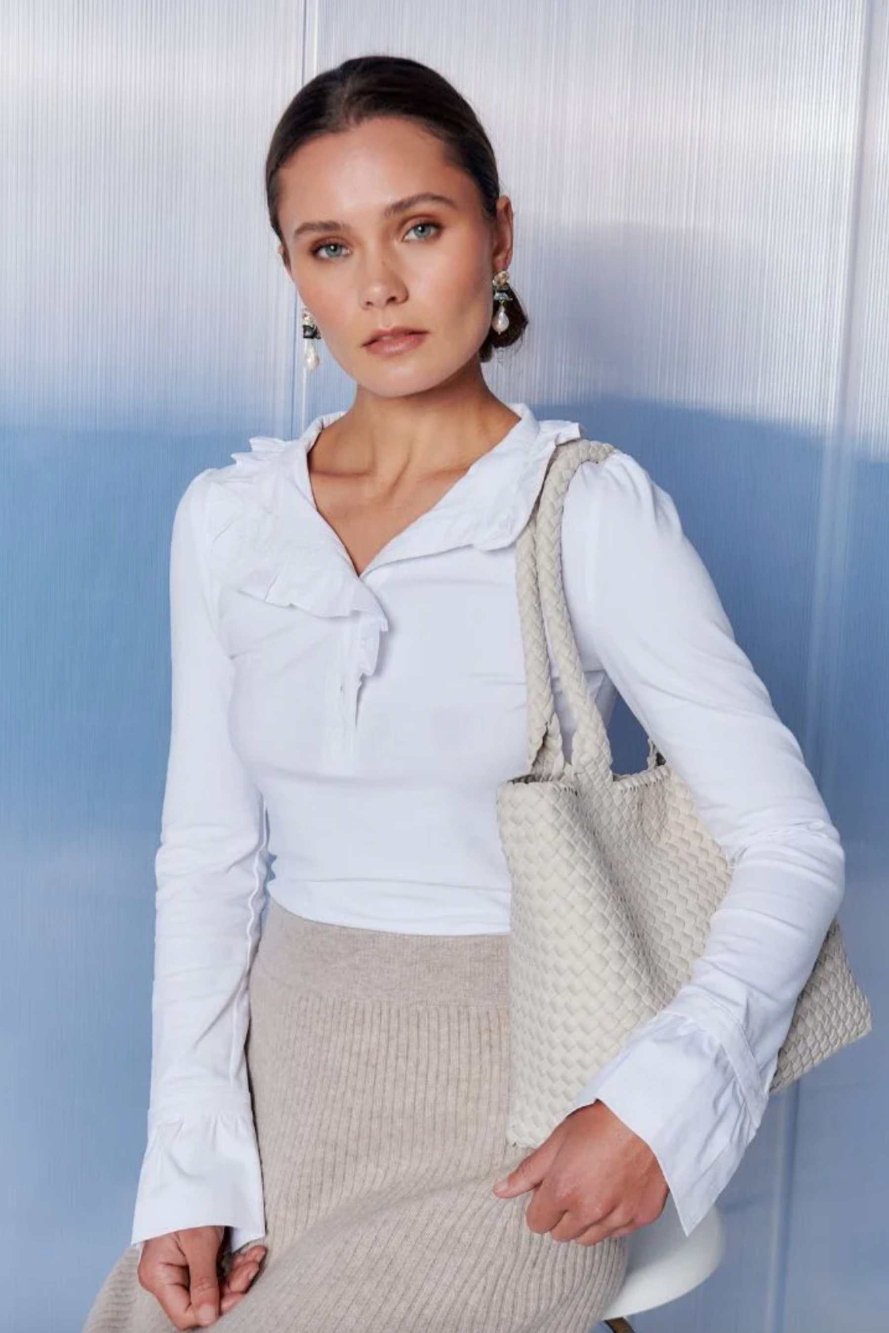 Jolie Long Sleeve Top | White