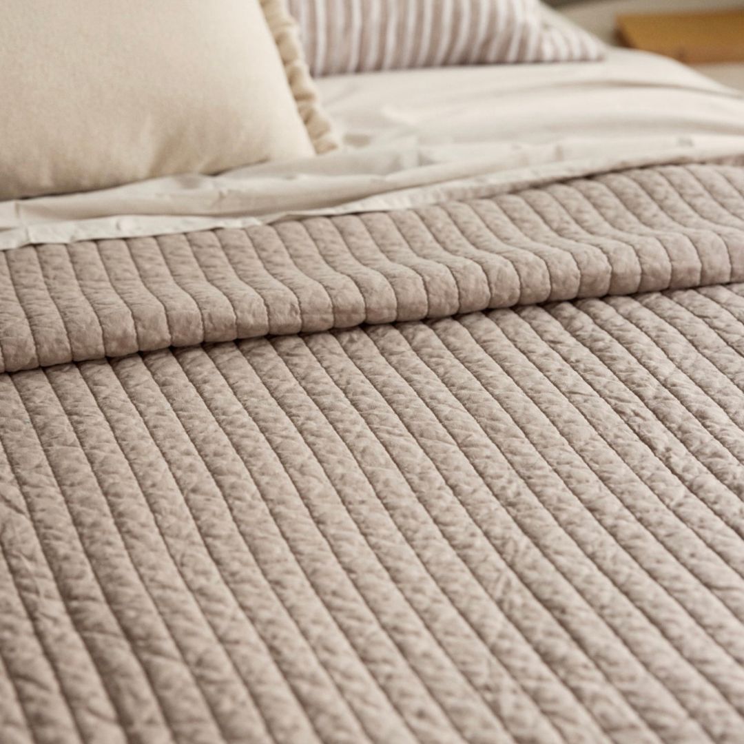 Coffee Stripe Quilt/Coverlet