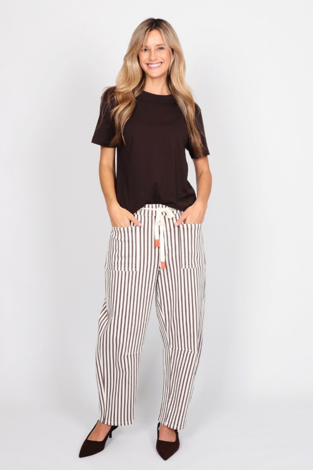 Carter Barrel Jean | Chocolate Stripe