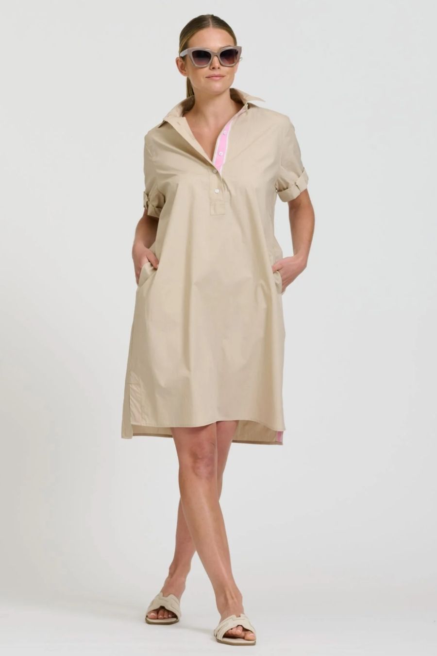 Katie Short Sleeve Popover Dress | Sand