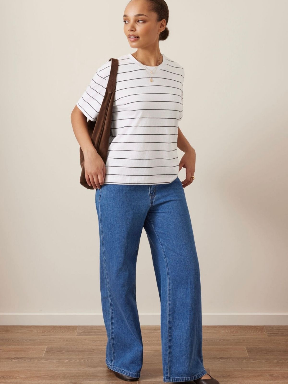 Stevie Slouchy Tee | White &amp; Phantom Stripe
