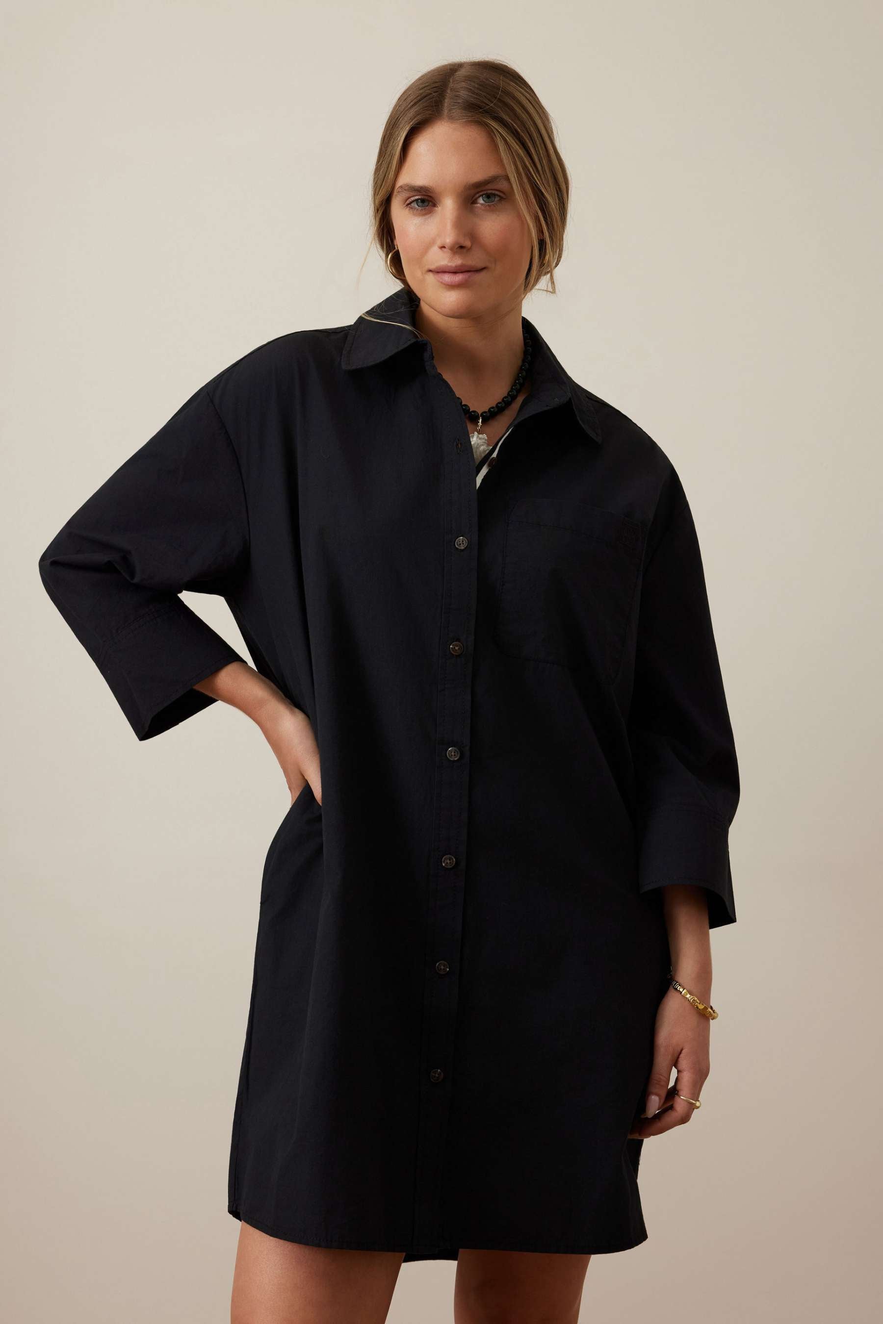 Anna Shirt Dress | Black