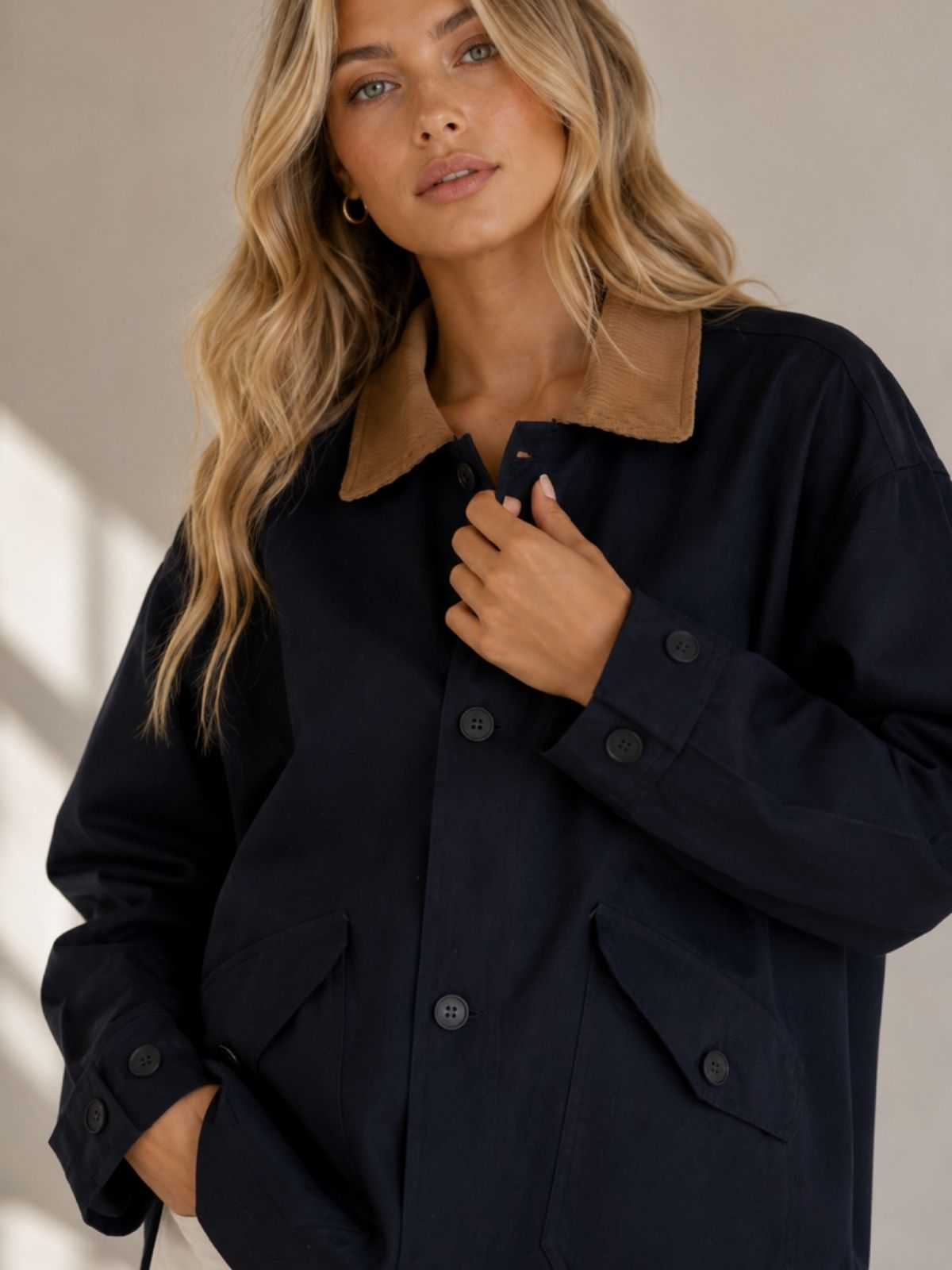Cord Collar Barn Jacket | Navy