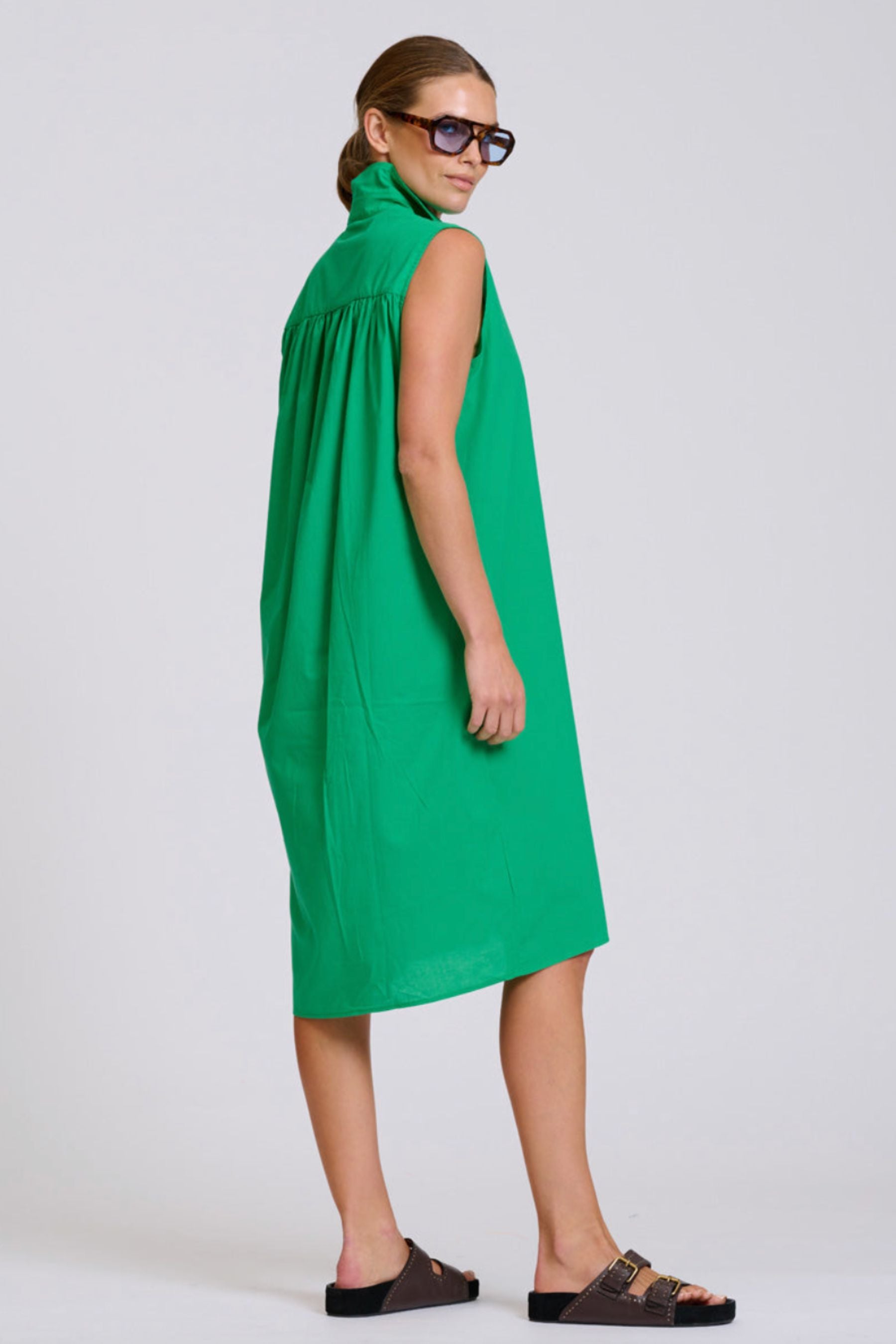 The Sandra Relaxed Shirtdress | Bright Green