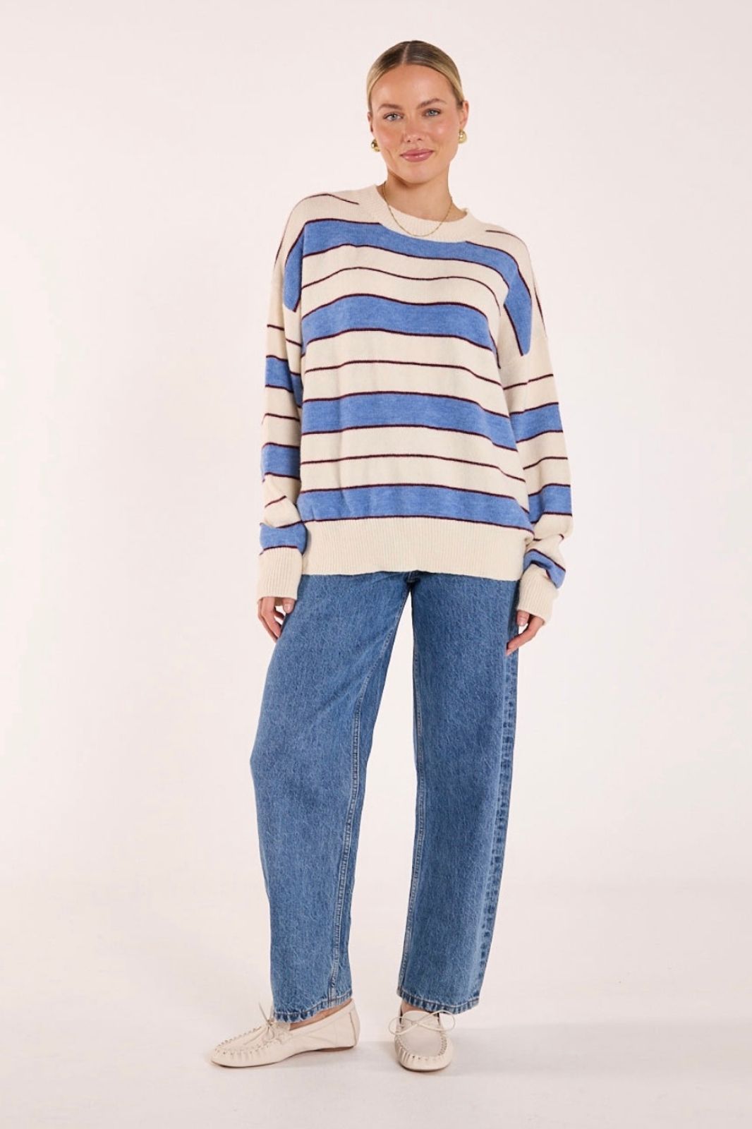 Holly Knit | Cream Cobalt Stripe