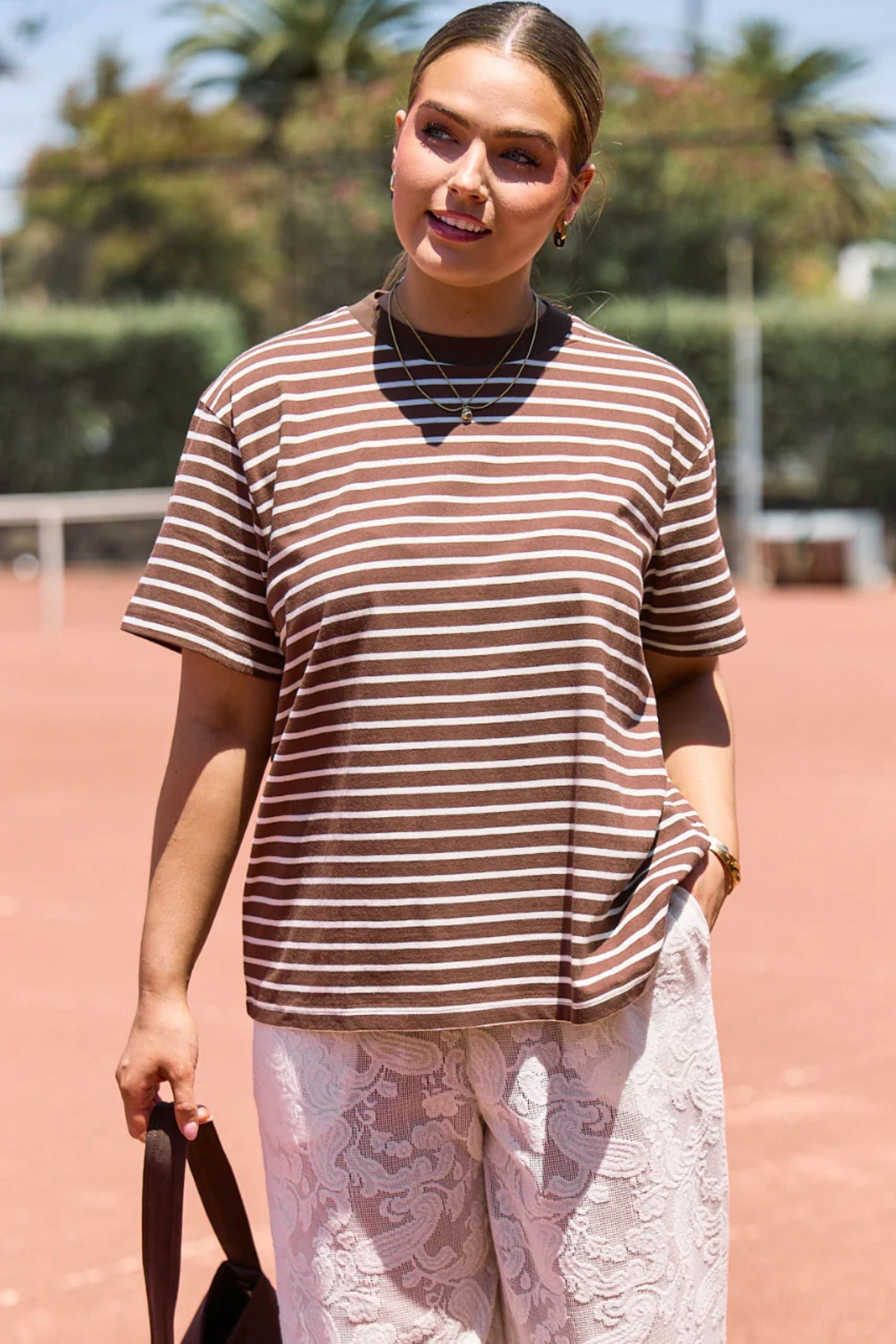 Carter Tee | Chocolate White Stripe