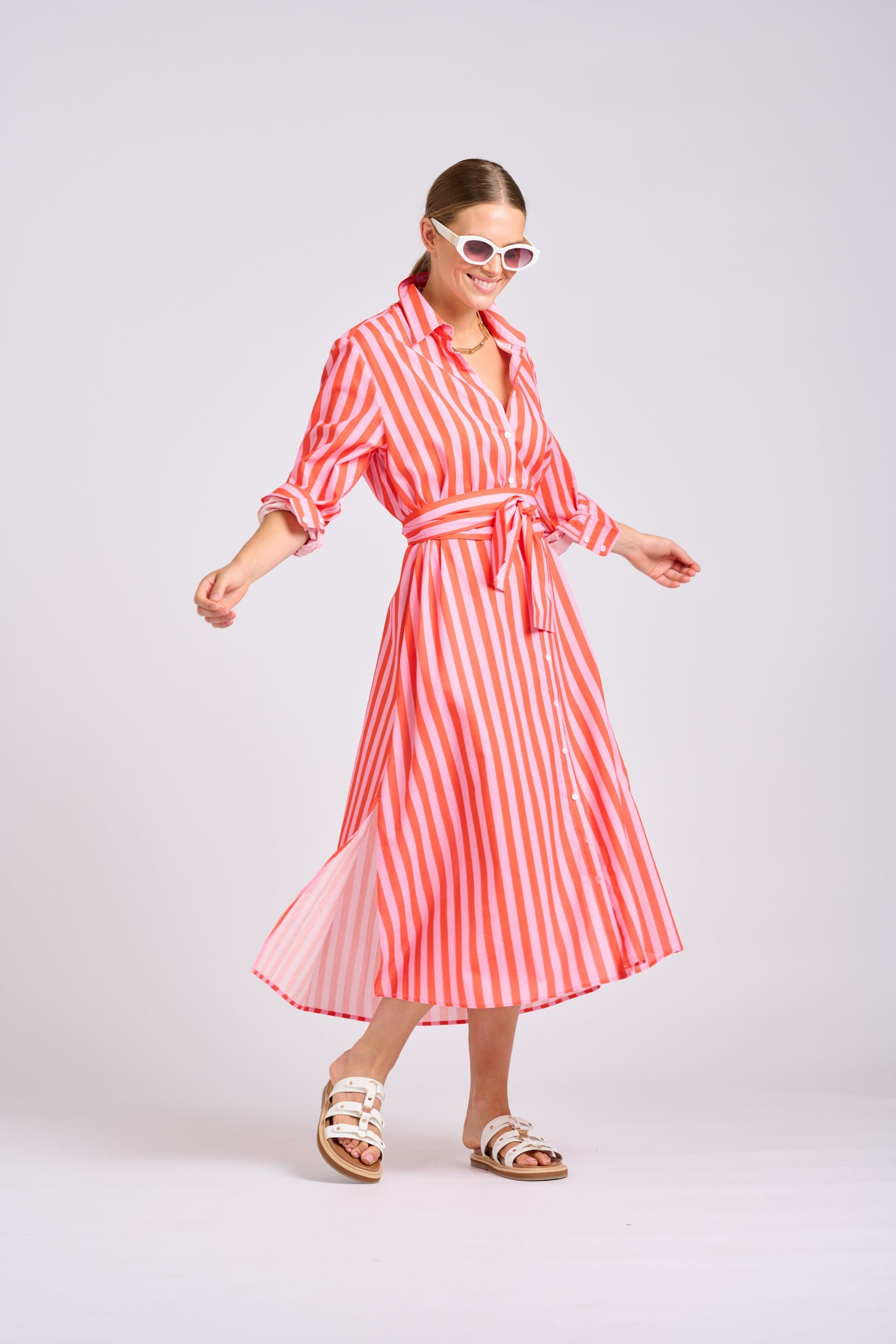 The Luna Dress | Pink Papaya Stripe