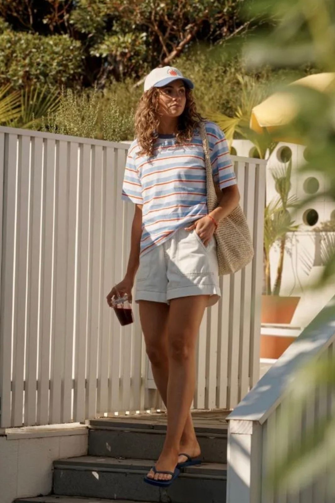 Stevie Slouchy Tee | Sky Blue Flame Stripe