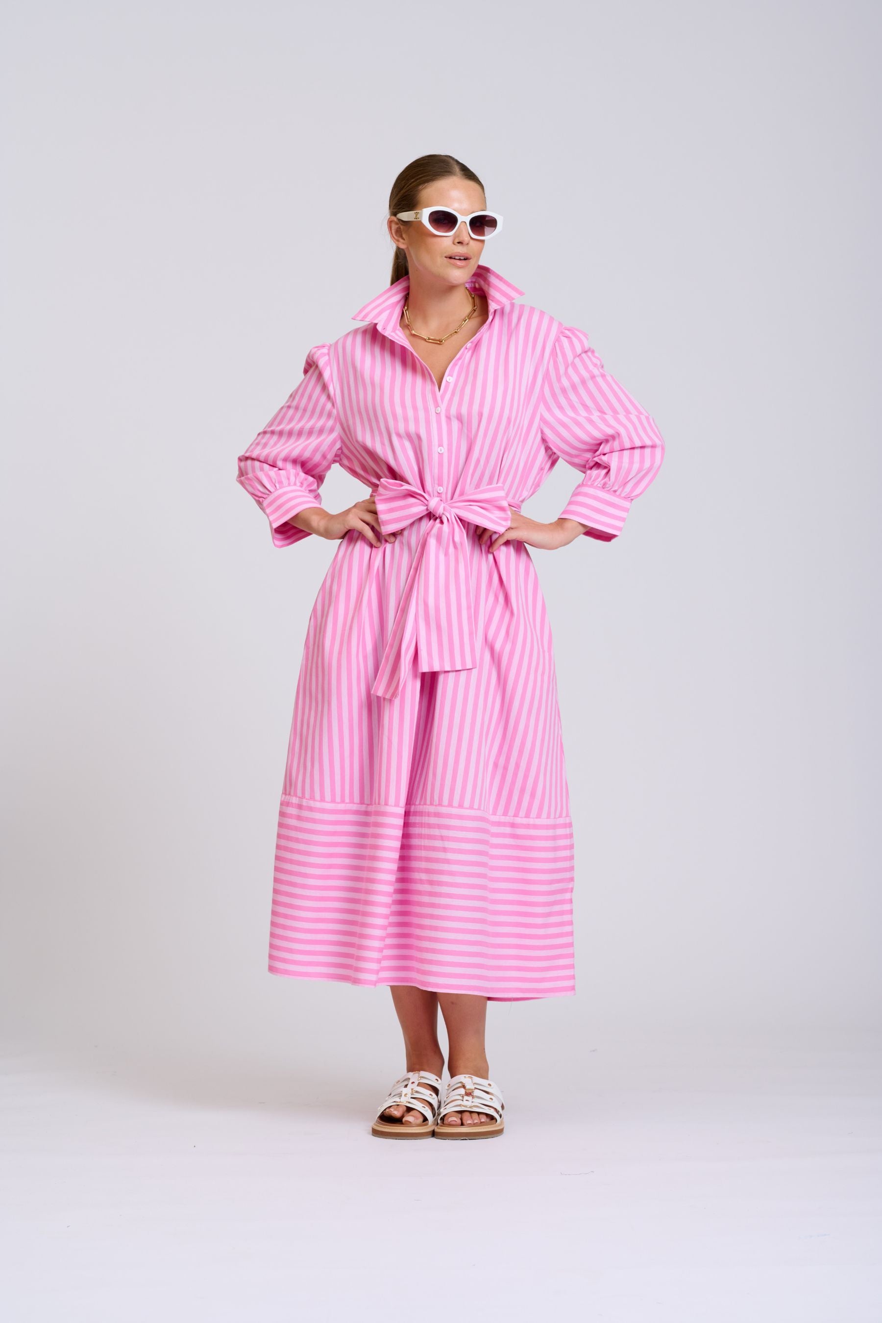 The Martha Dress | Double Pink Stripe