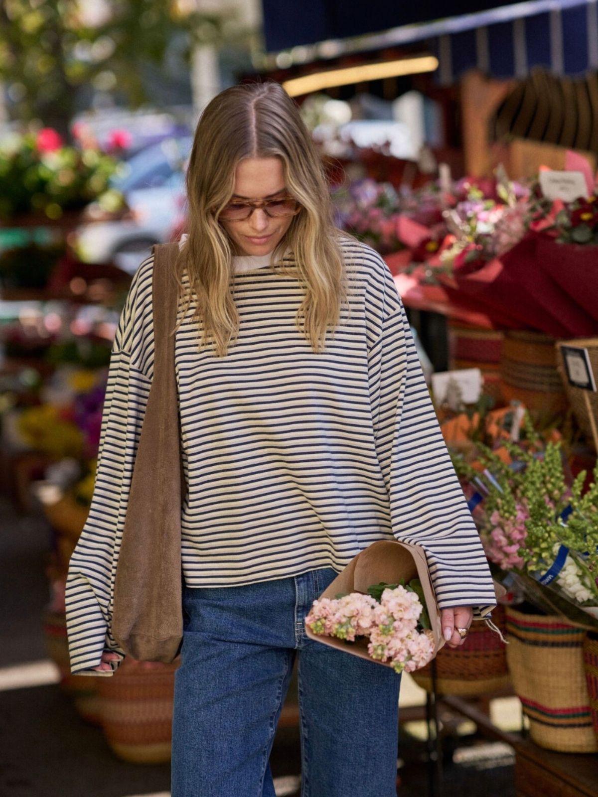 Beau Long Sleeve Slouchy Tee | Heritage Navy/Butter/Stone Stripe