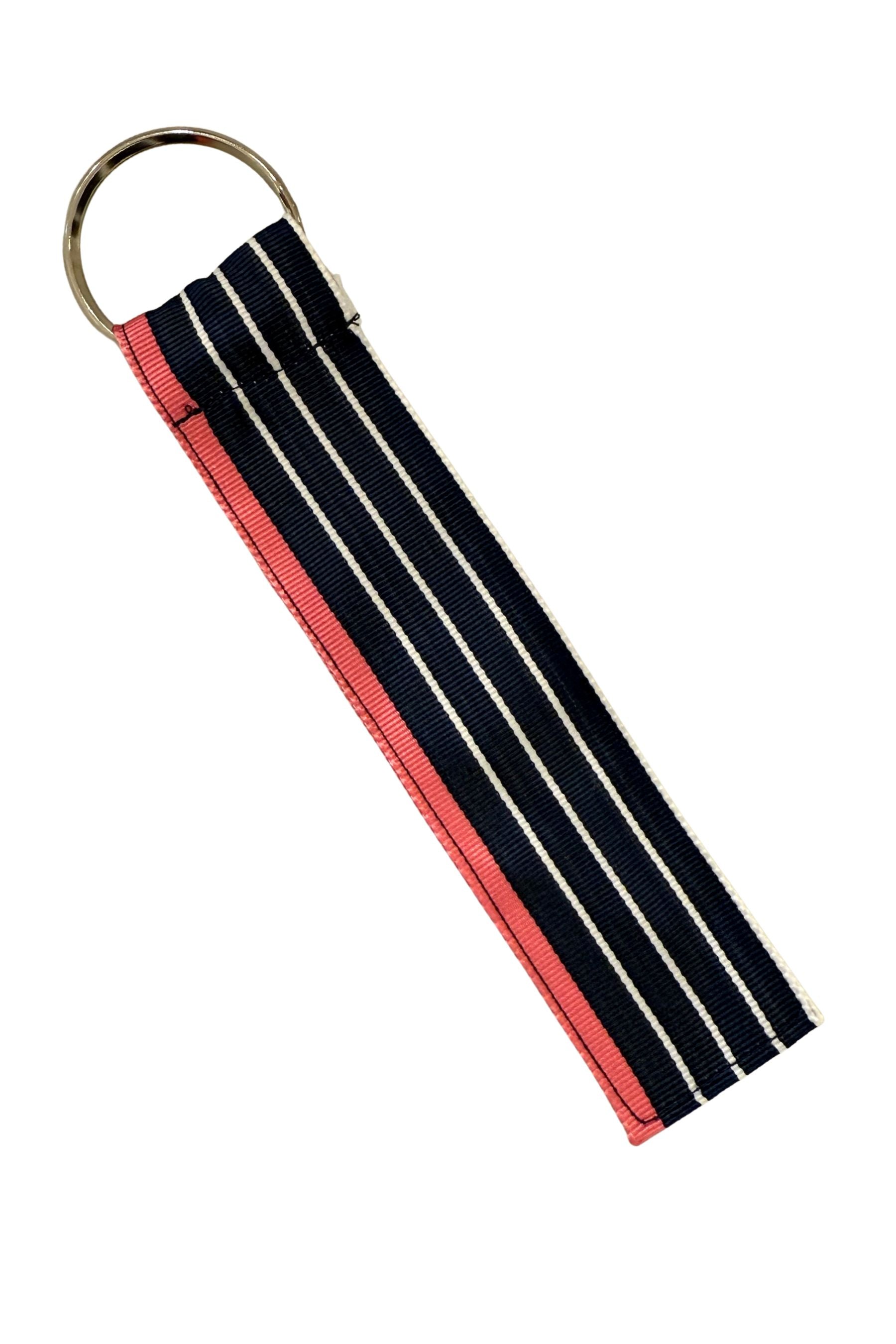 Grosgrain Key Rings | Navy, White &amp; Pink