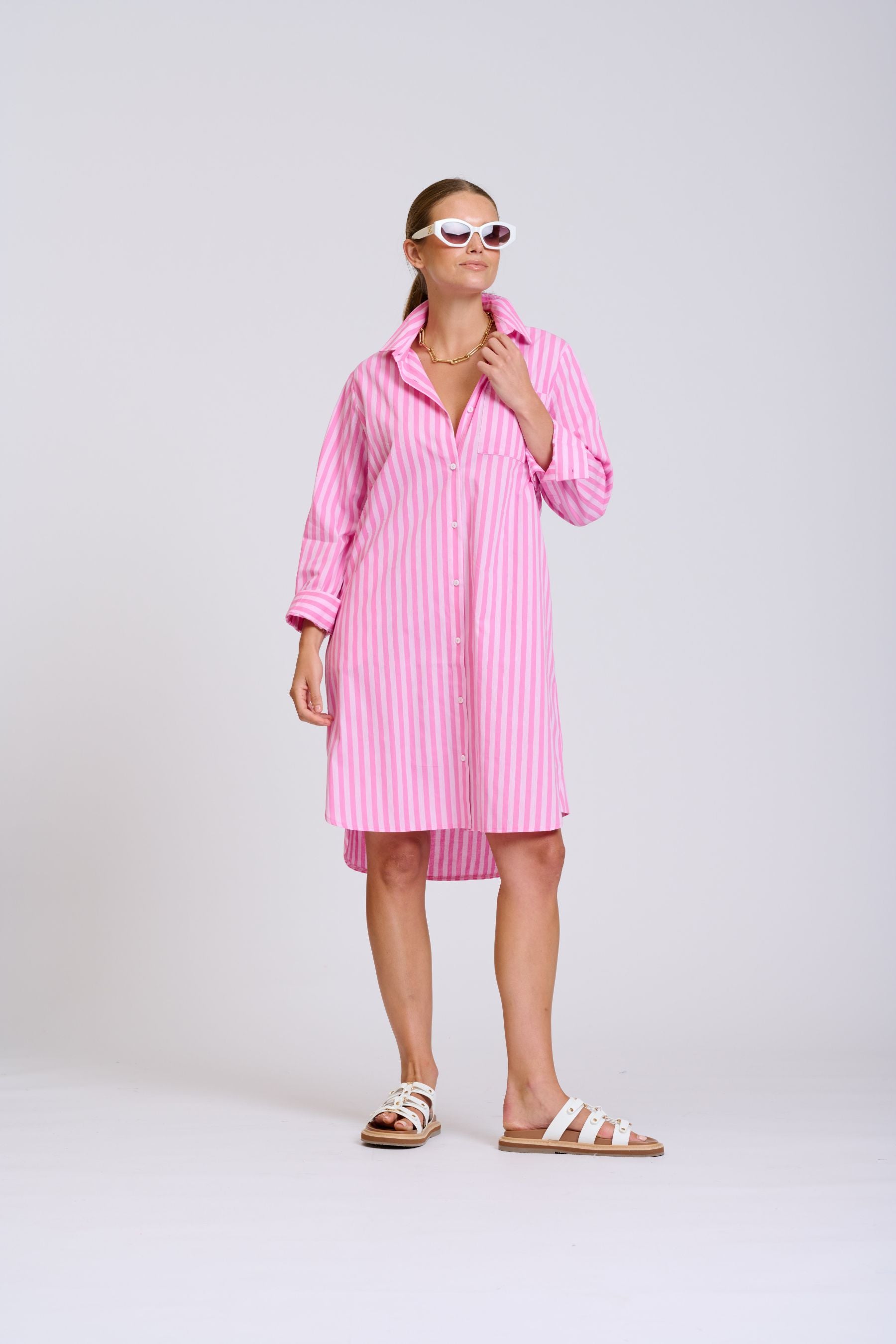 The Classic Shirt Dress | Double Pink Stripe