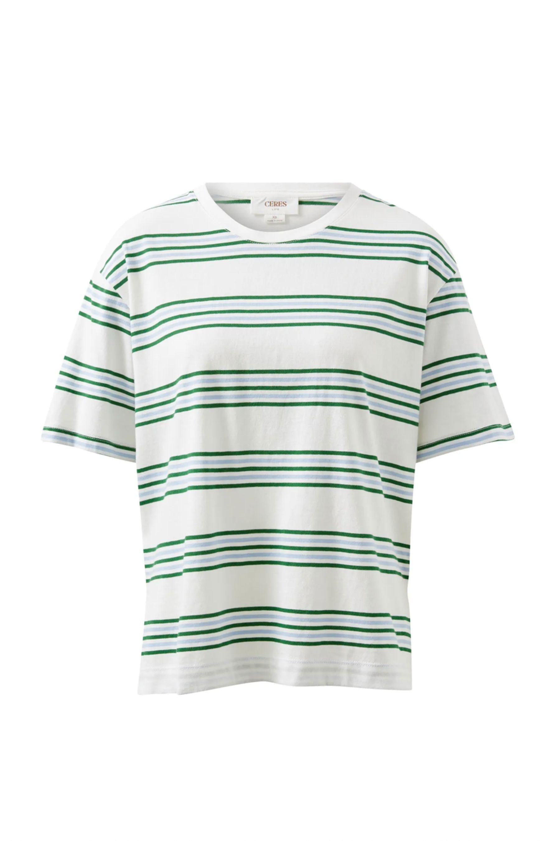 Stevie Slouchy Tee | Vanilla &amp; Green Stripe