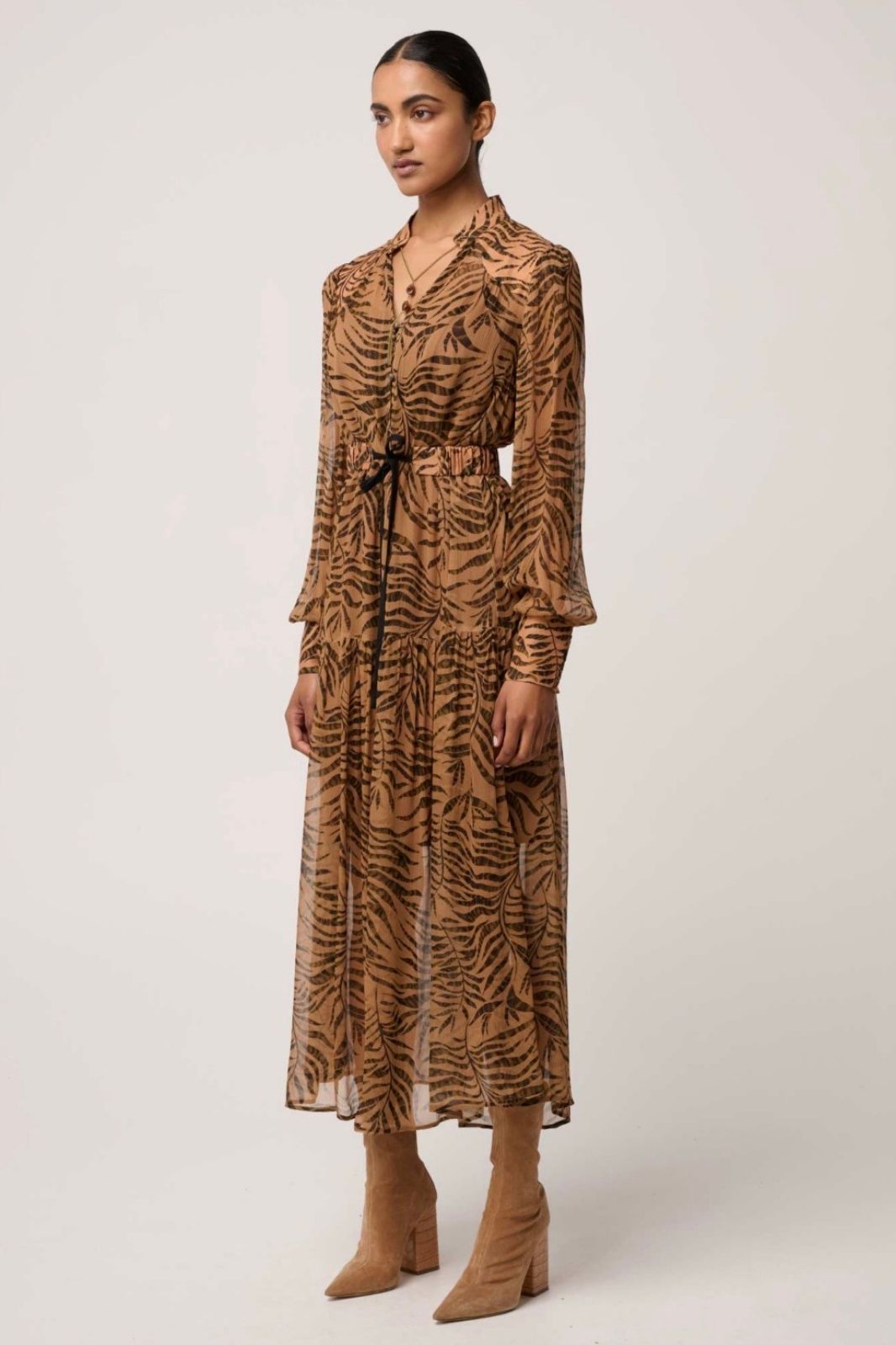 Solene Sheer Viscose Midi Dress | Exotica