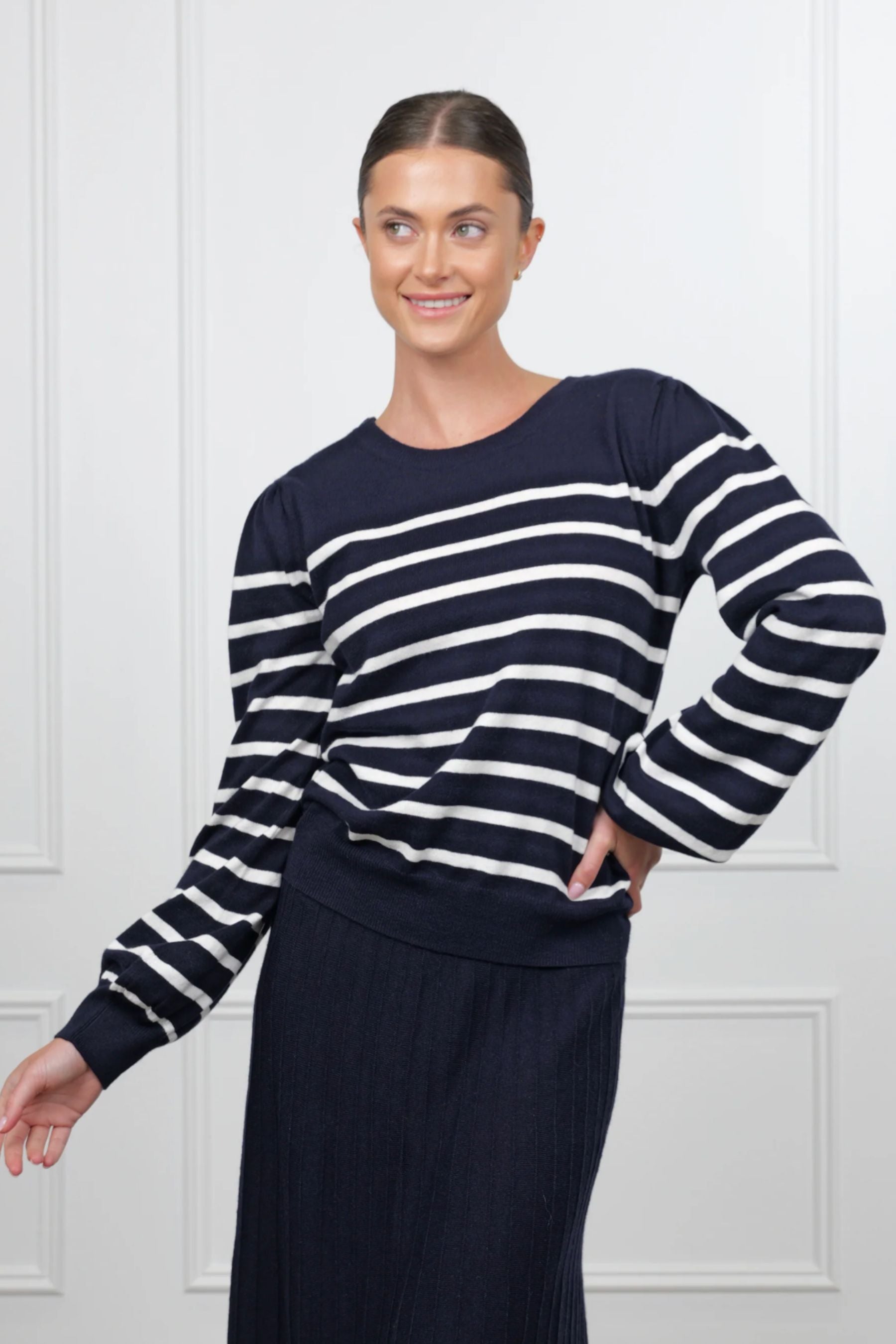 Gwynie Striped Knit | Navy &amp; White