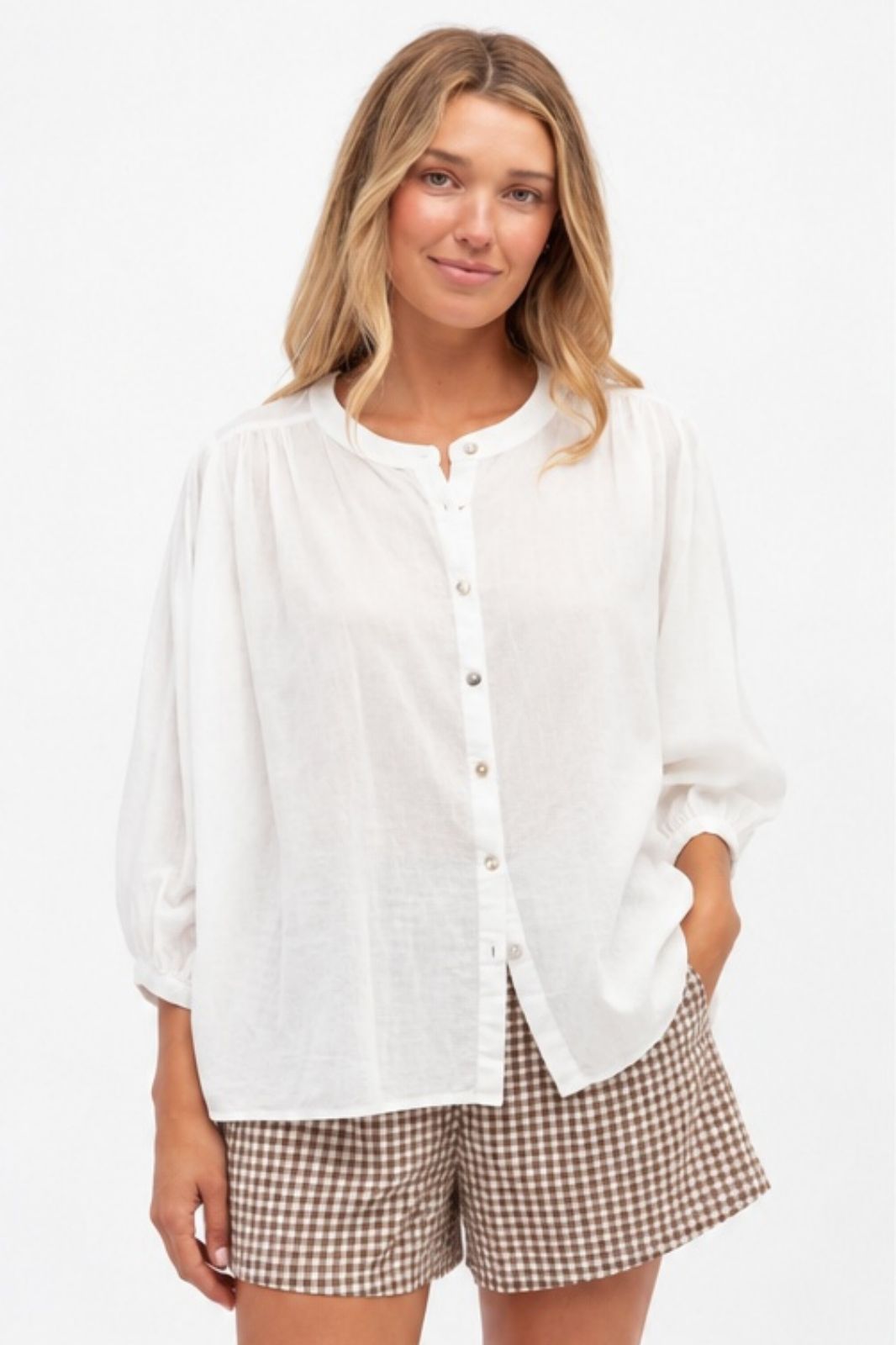 Cotton Batwing Blouse | White
