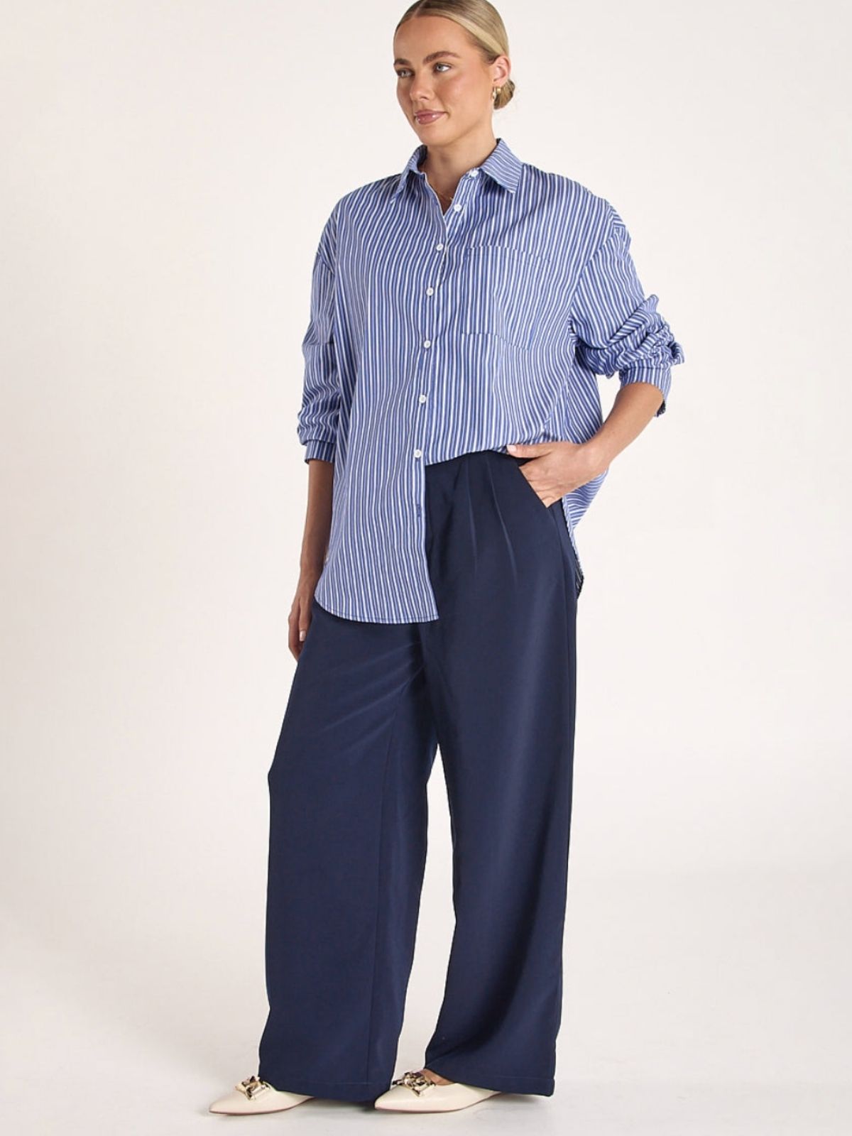 Emily Shirt | Navy Stripe