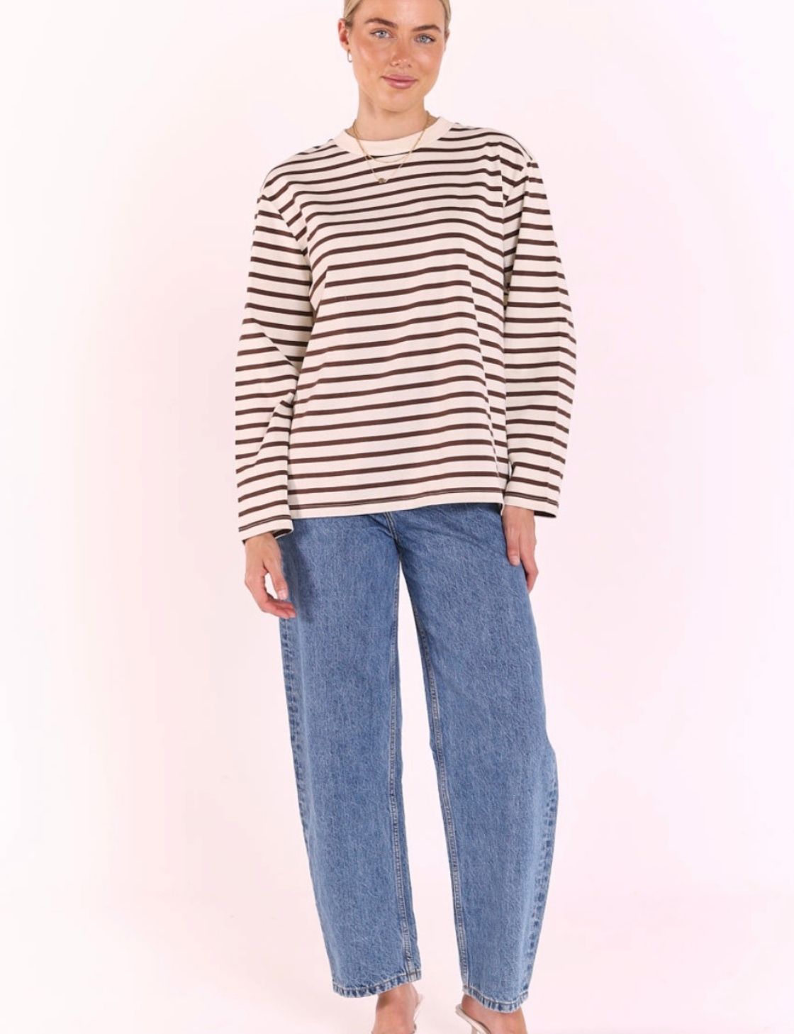 Carter Long Sleeve Tee | Chocolate Cream Stripe