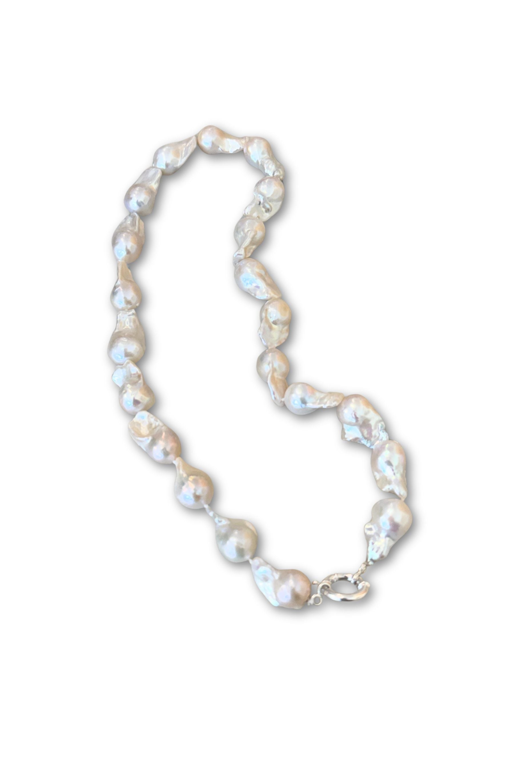 Natural Baroque Pearl Necklace With Silver Clasp | 50cm
