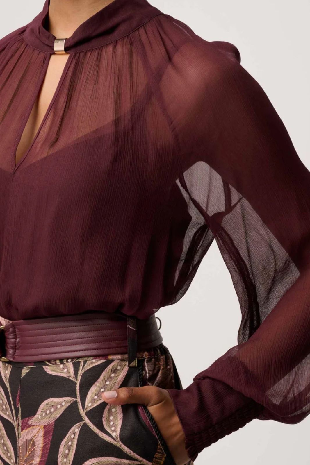 Simona Sheer Viscose Shirt | Bordeaux